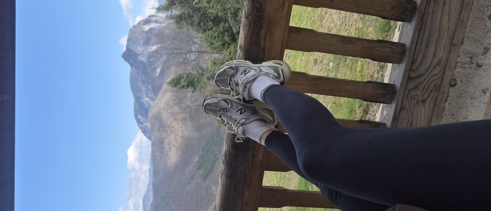 Runner takes rest break on mountain balcony in Bulgaria