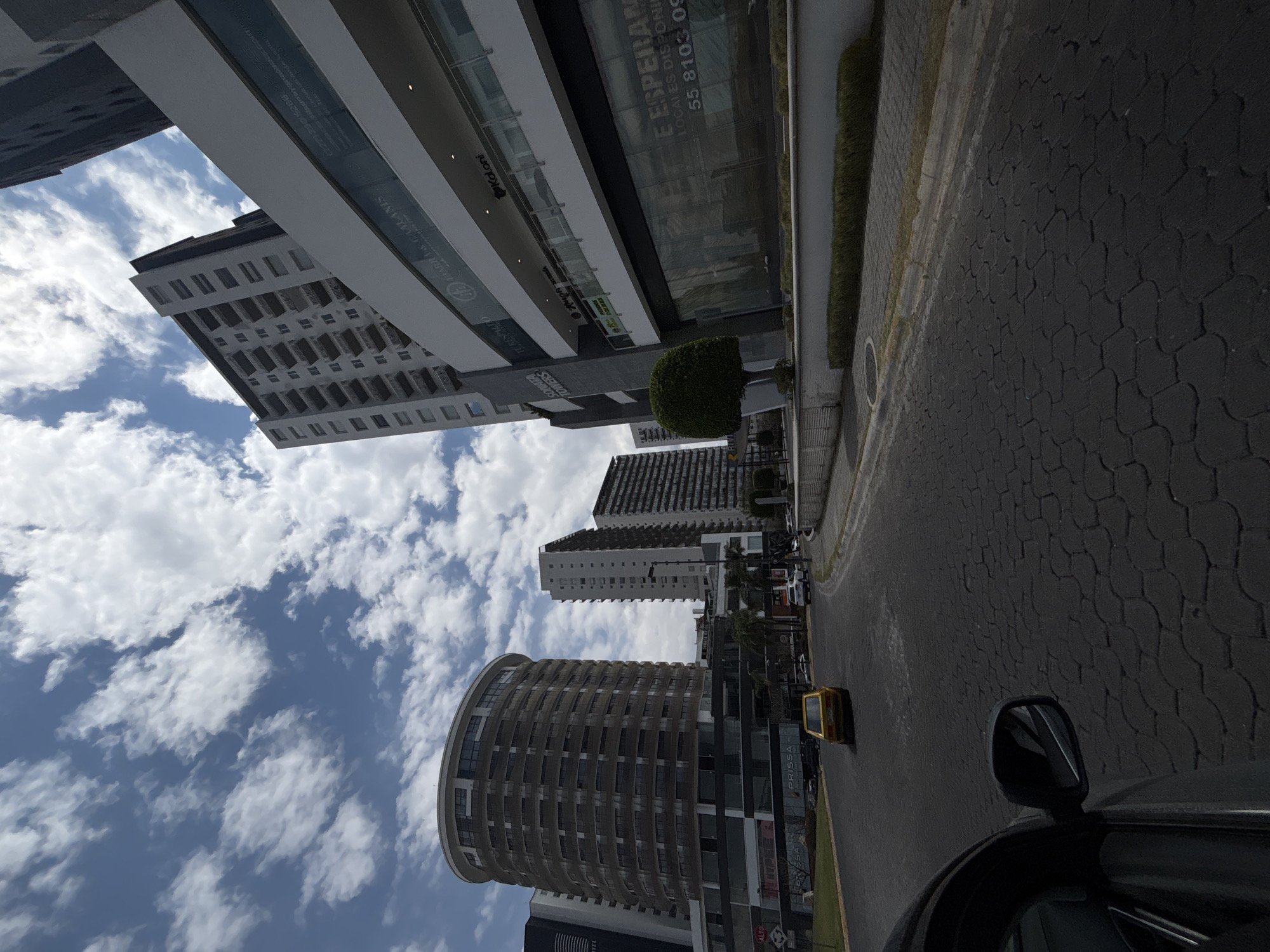 Urban view captured from vehicle in Puebla, Mexico
