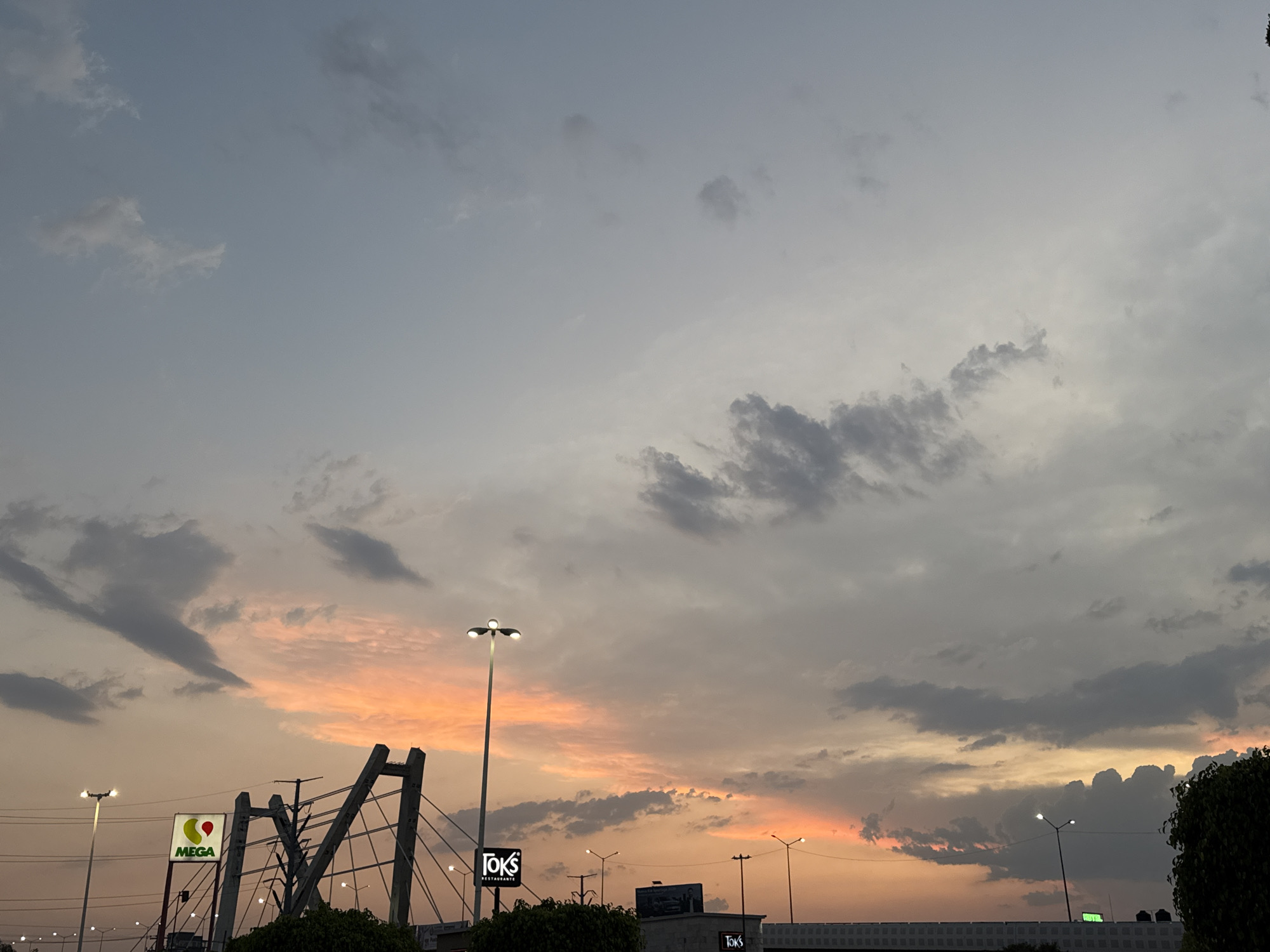 Twilight sky with colorful clouds observed in Puebla, Mexico