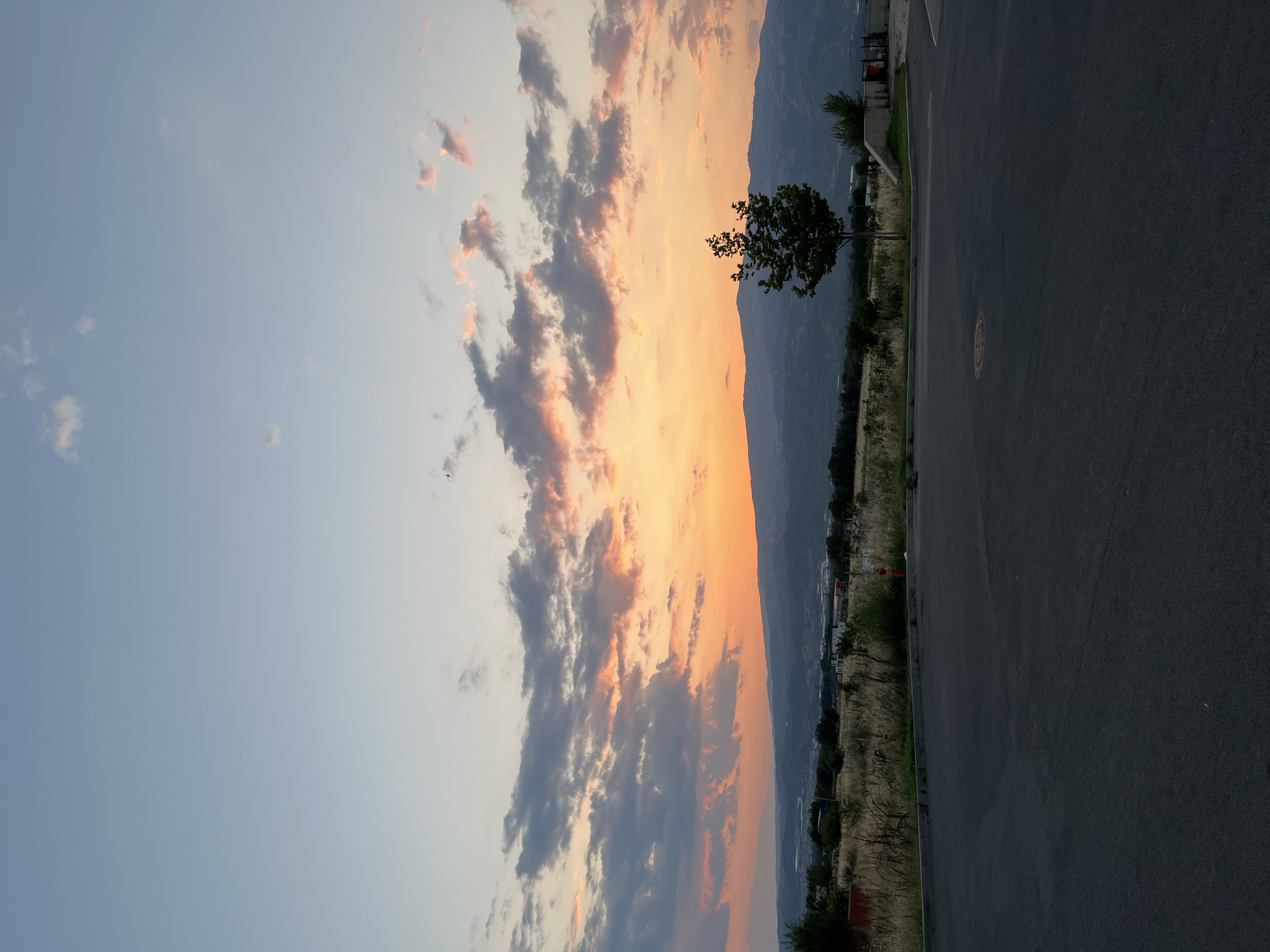 Sunset evening around a Kaufland in Petrich, Bulgaria