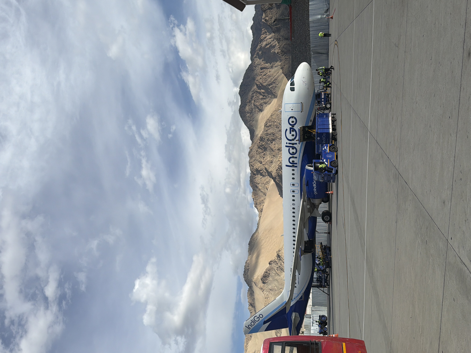 IndiGo A320 on the tarmac at high-altitude Leh Airport