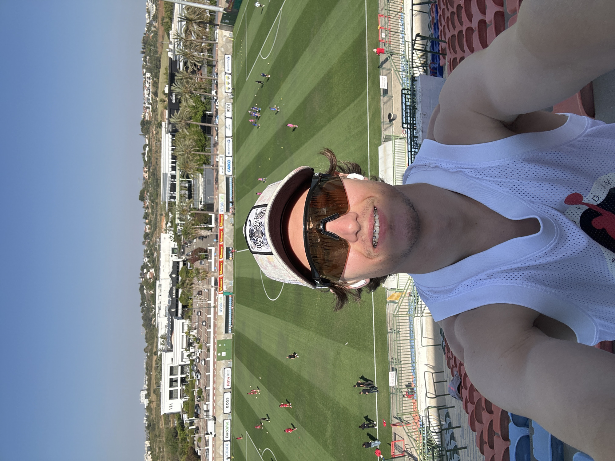 Man takes selfie at Ness Ziona Stadium