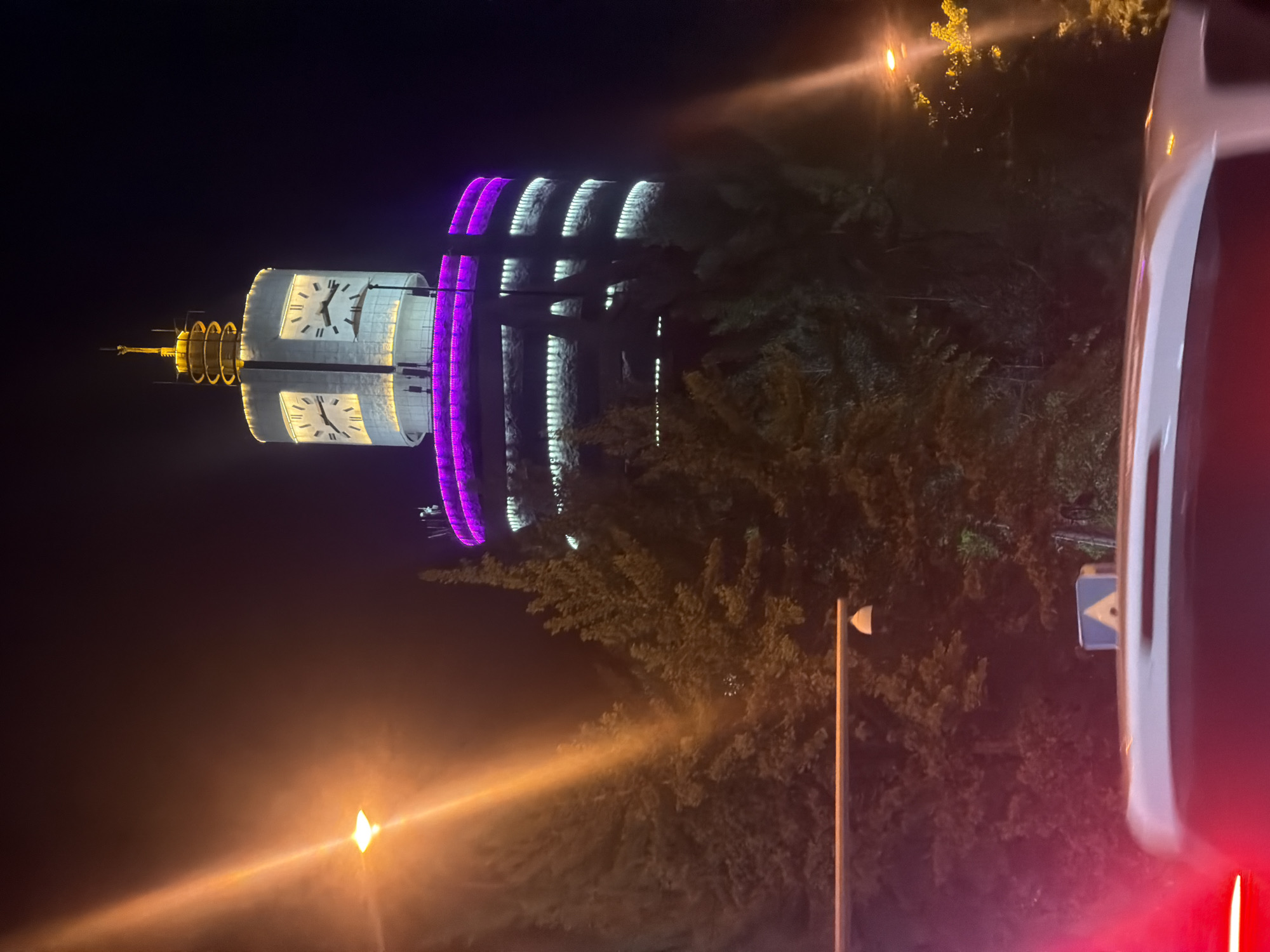 Nighttime scenes documented around illuminated Linghe Tower in Jinzhou, China