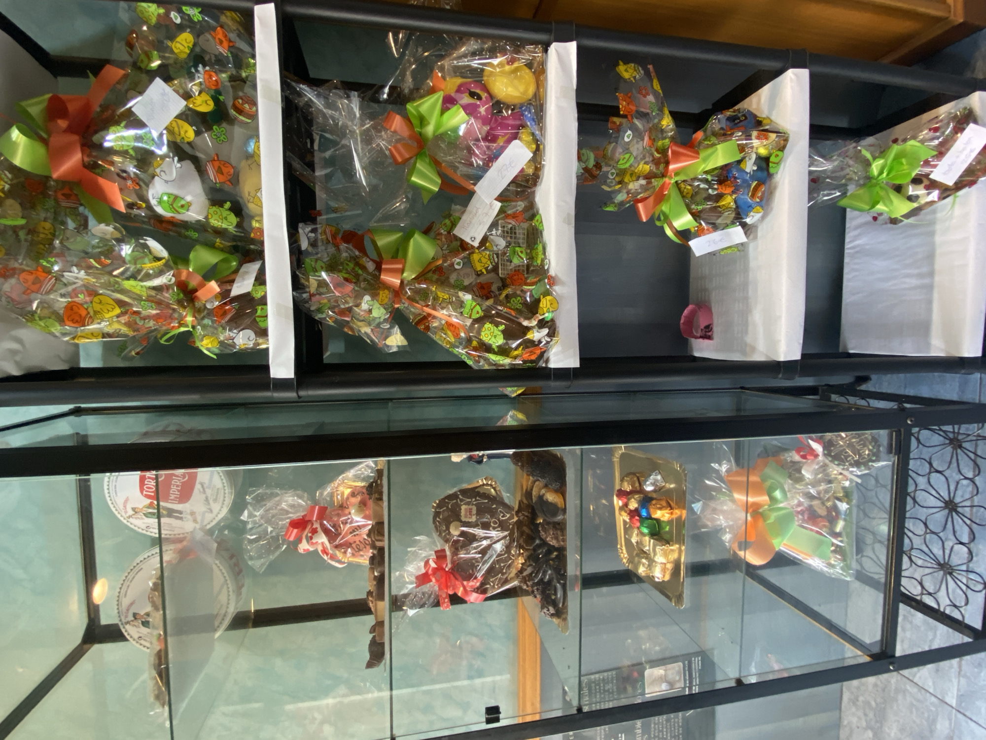 Confectionery shop display case spotted in Villaviciosa, Spain