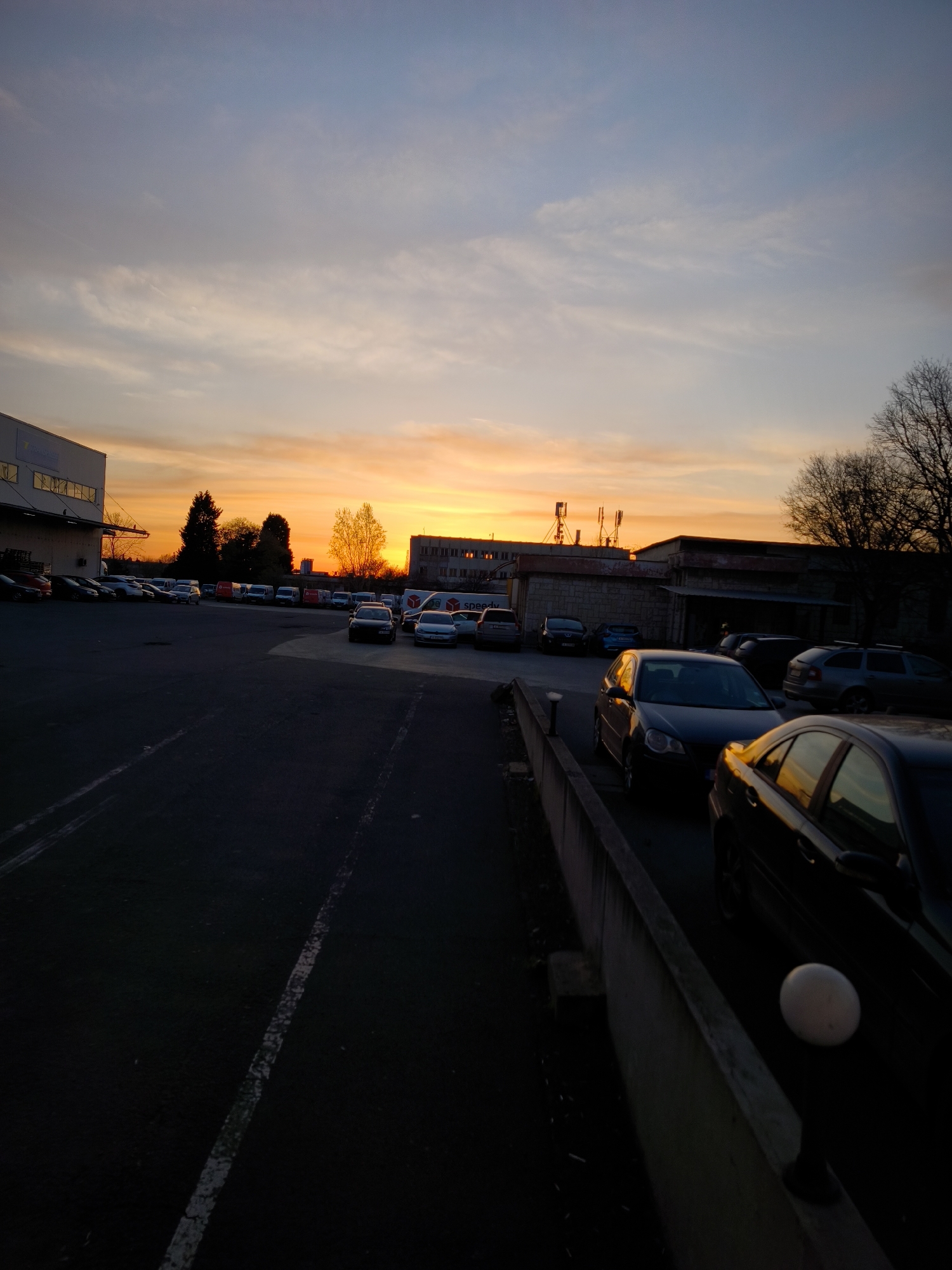 Industrial operations documented at Burgas commercial facility during sunset