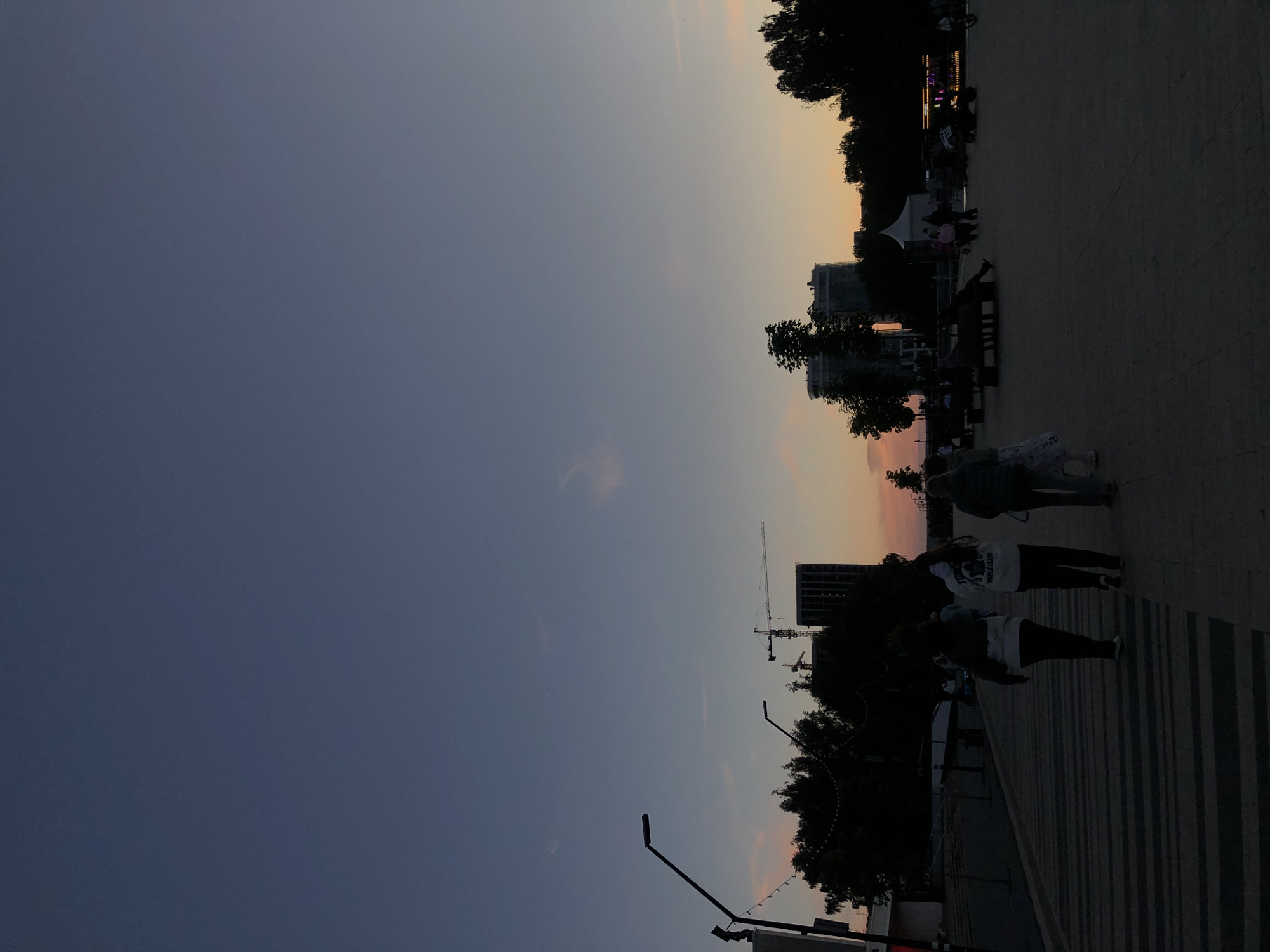 Dusk at Izhevsk's waterfront promenade, summer evening