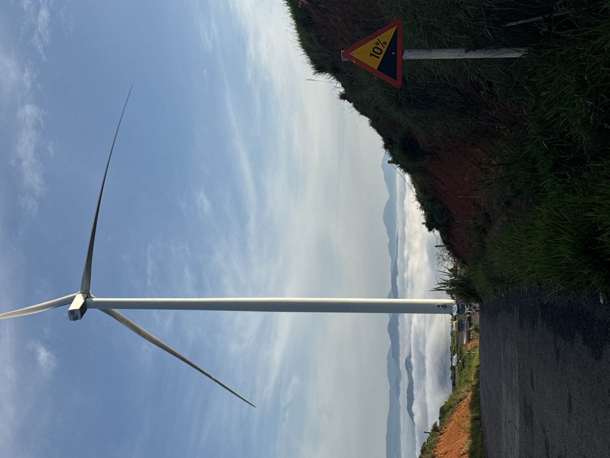 Wind farm and highland scenery in Phát Chi, Vietnam
