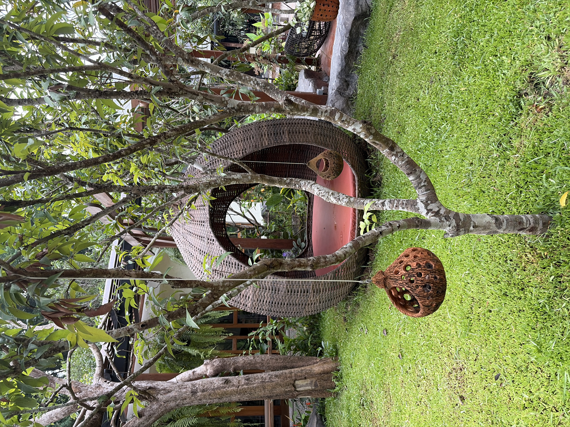 Quirky garden cafe visit in Mae Rim with terracotta art and tuk-tuk flowers