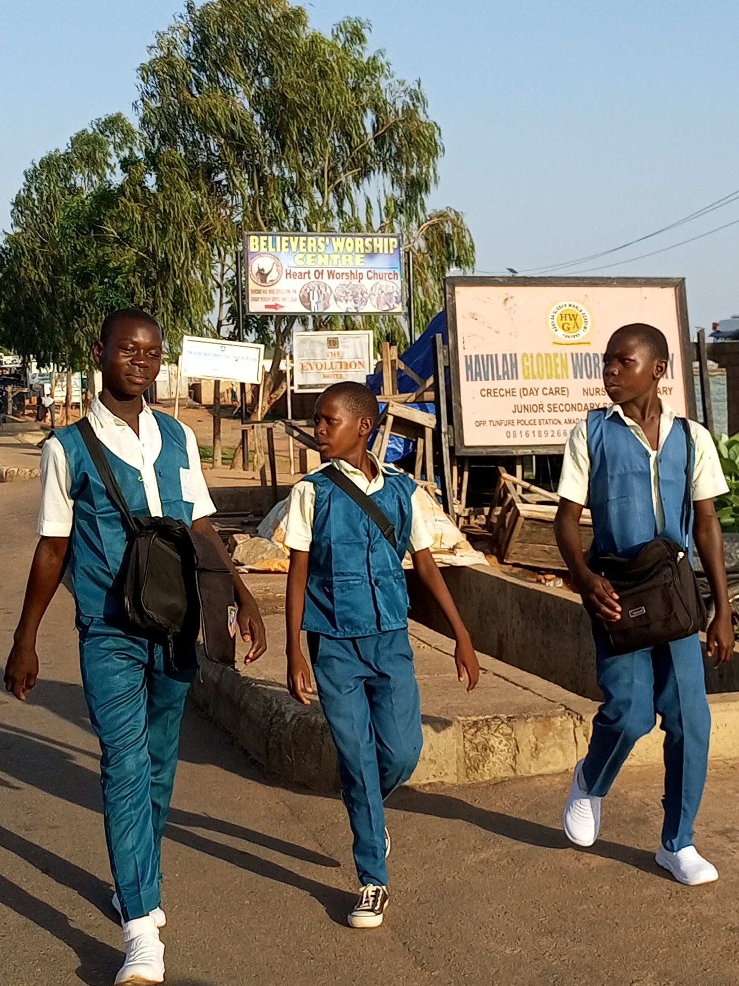 Morning routines play out across two Nigerian neighborhoods