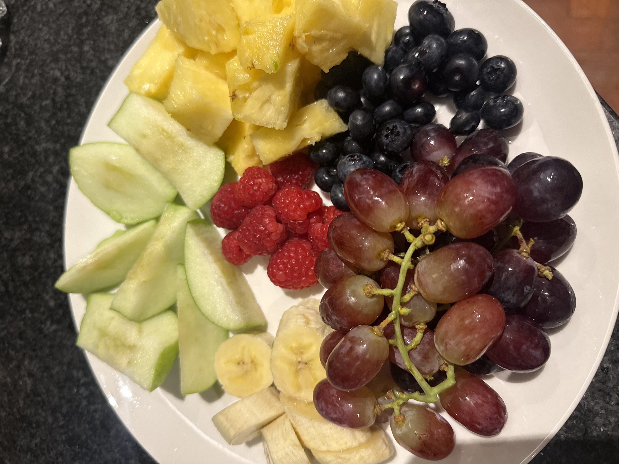 Mixed fruit plate documented in Cape Town evening