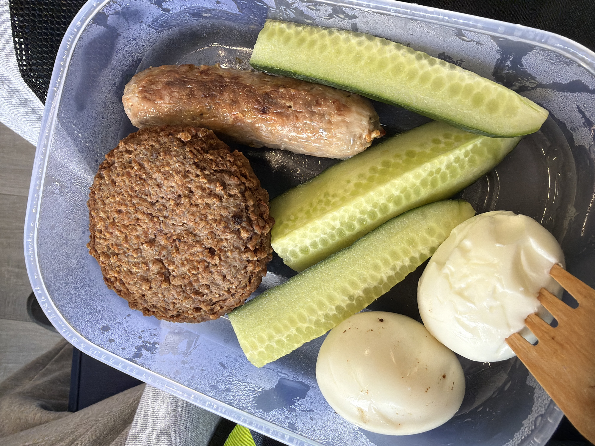 Food container with meat patty documented in Connah's Quay
