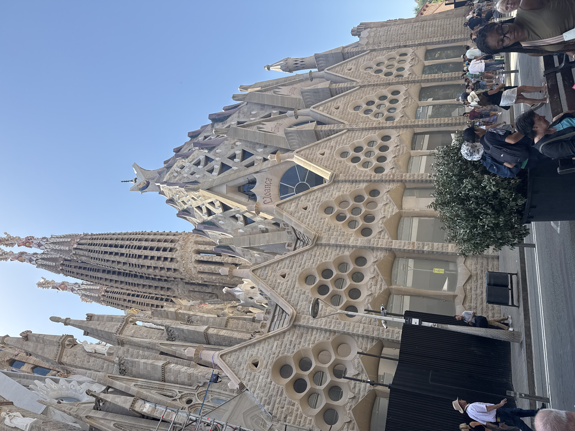 Sagrada Família spires against a clear Barcelona sky