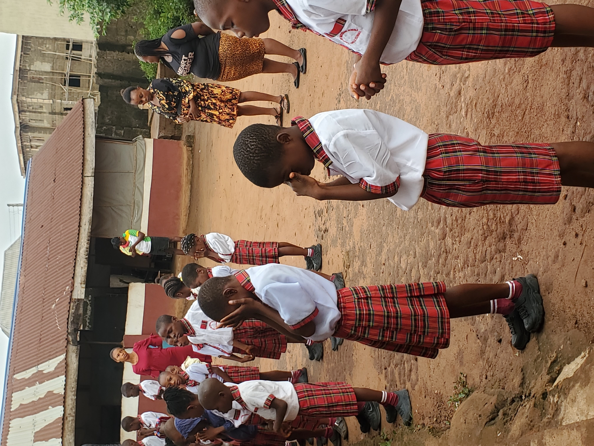 School children participate in outdoor activities in Nigeria