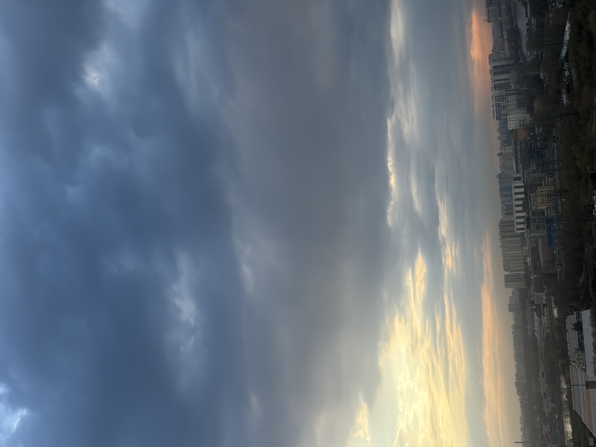 Dramatic cloudy sky observed over Saint Petersburg cityscape