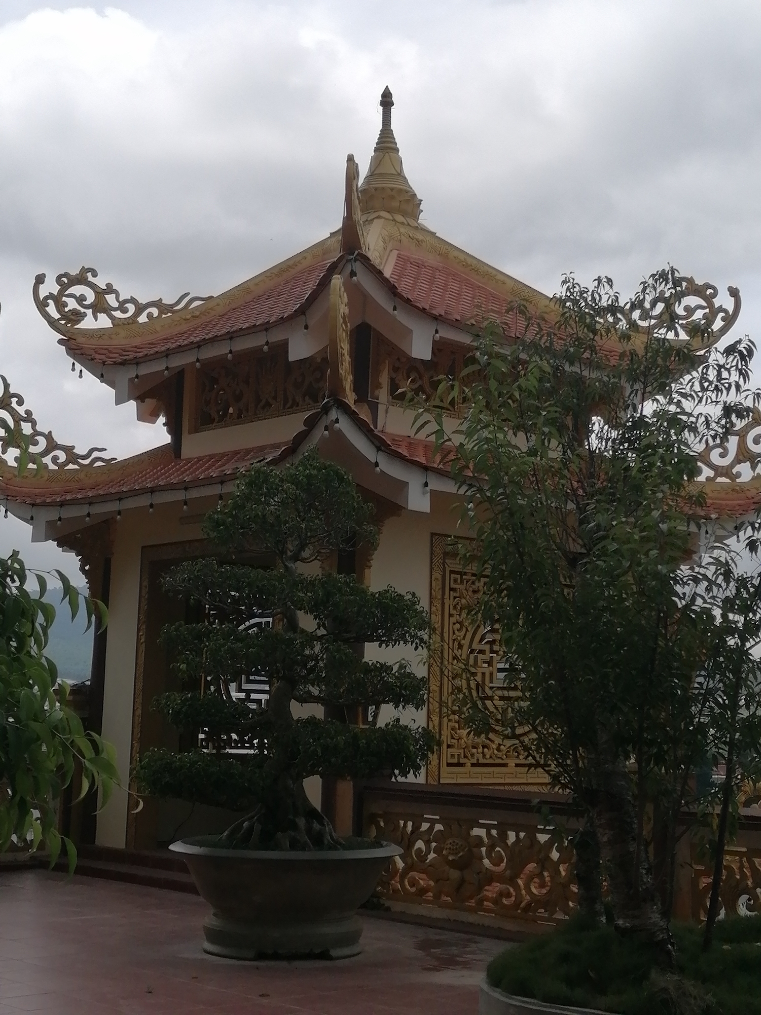 Buddhist temple complex and highland landscape in Lạc Dương