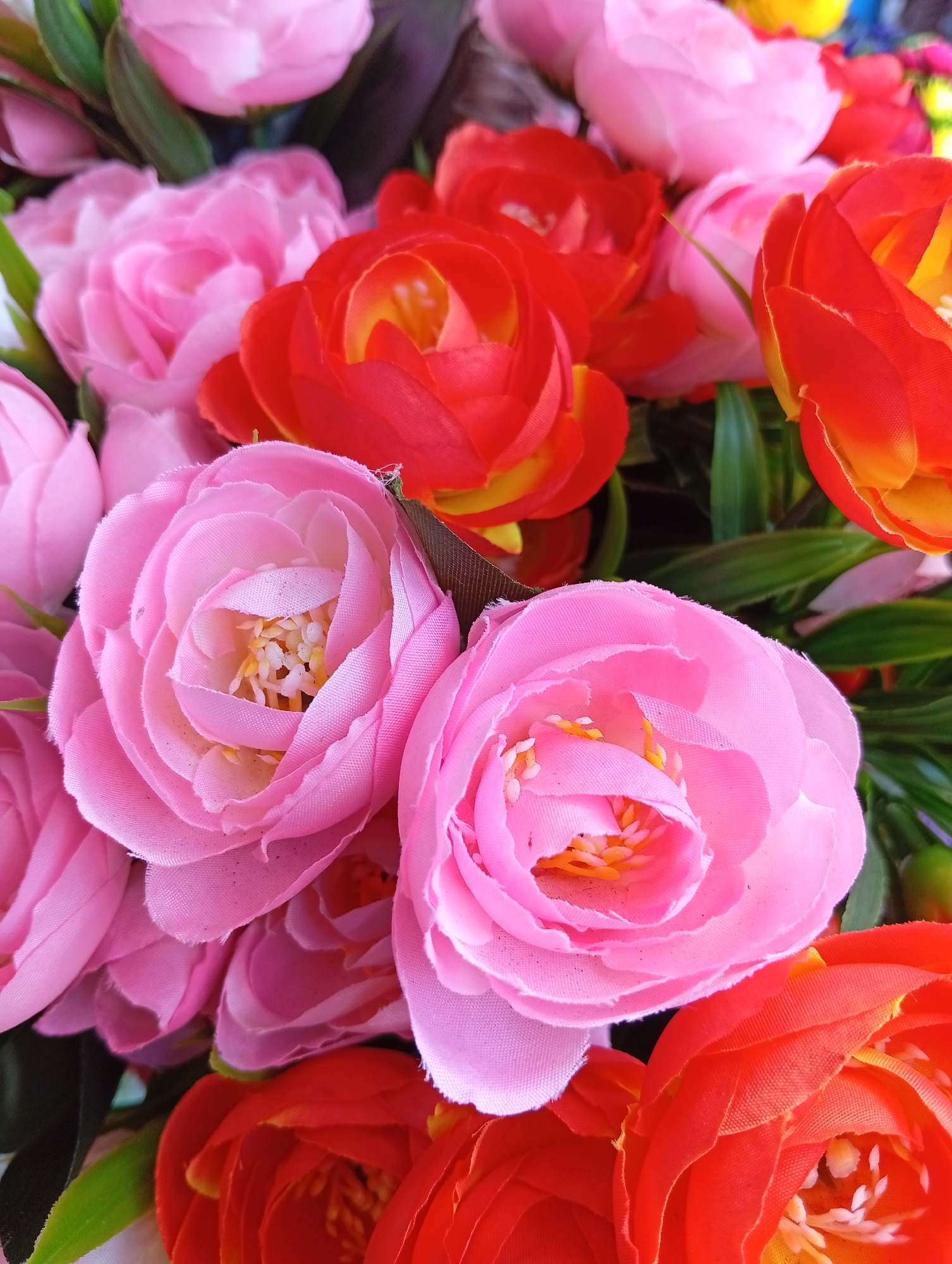 Artificial flower arrangements photographed in Yekaterinburg, Russia