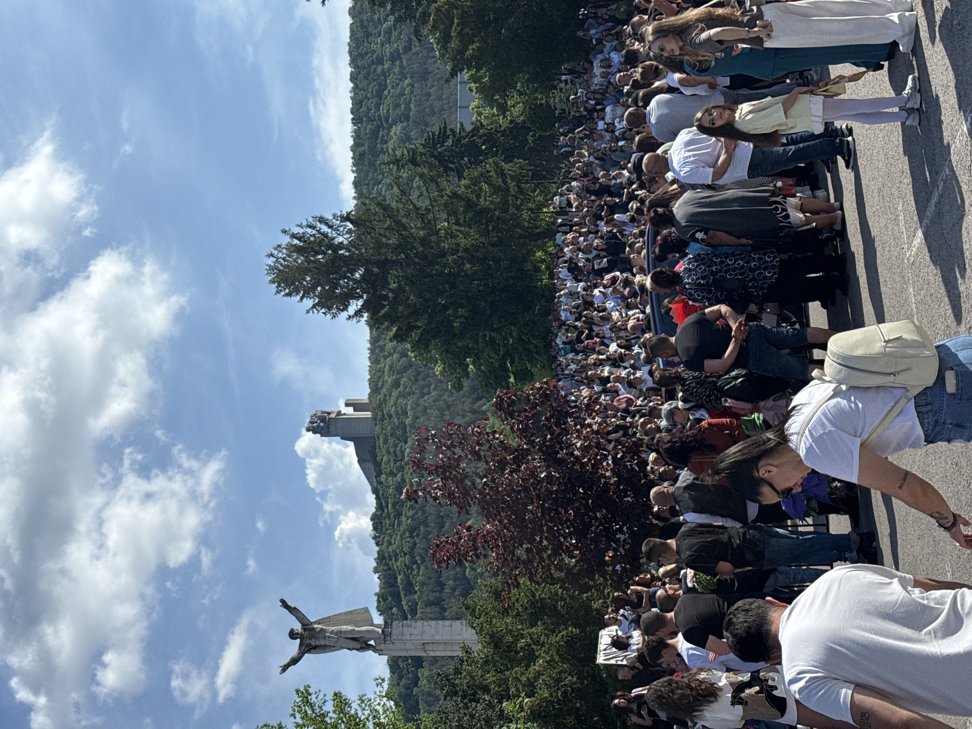 Crowd Gathers at Bulgaria's 1300 Years Monument in Shumen