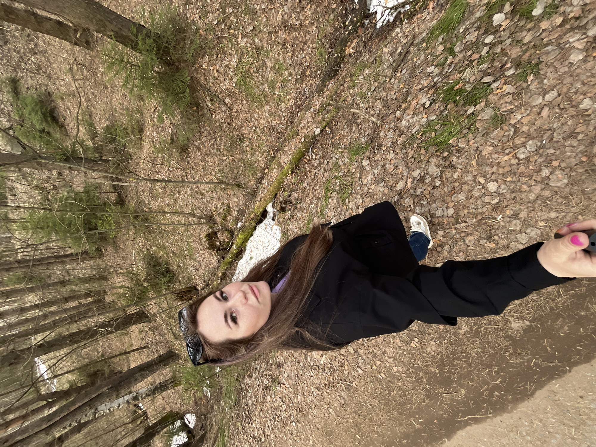Mother and baby enjoy spring forest outing in Chaikovsky