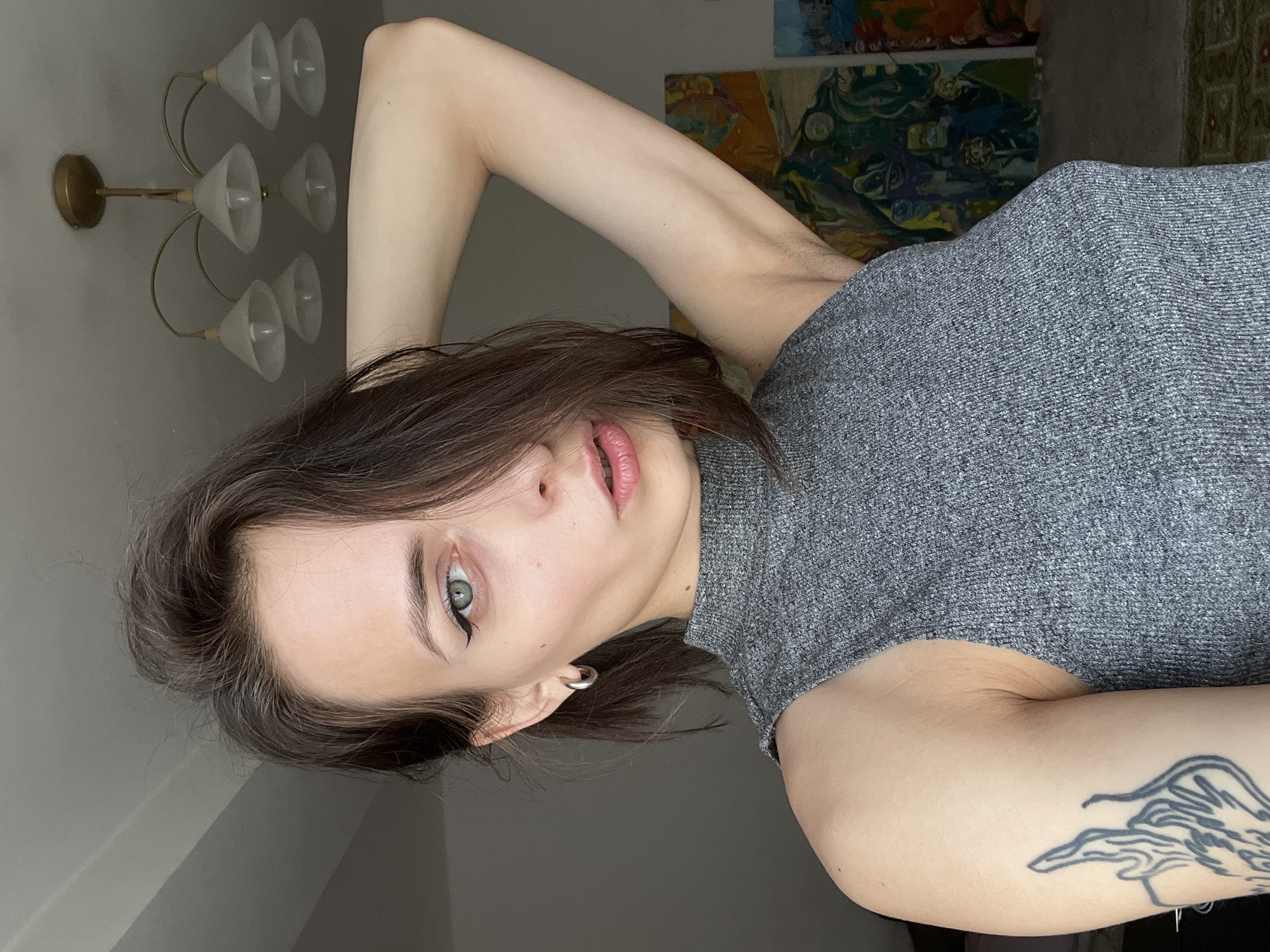 Woman photographed in multiple poses in Krasnoyarsk morning session