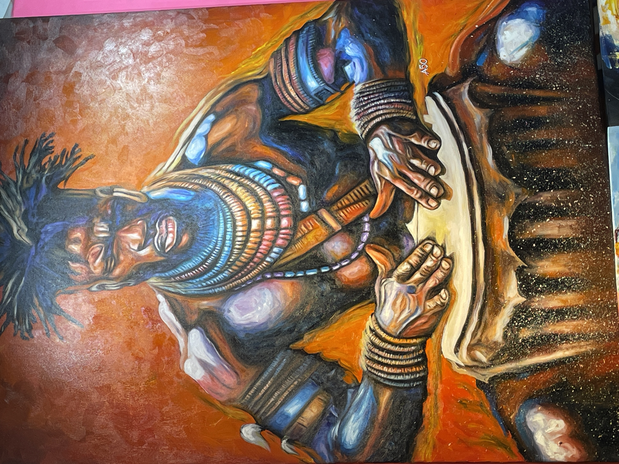 Zanzibar art gallery displays vibrant local paintings and portraits