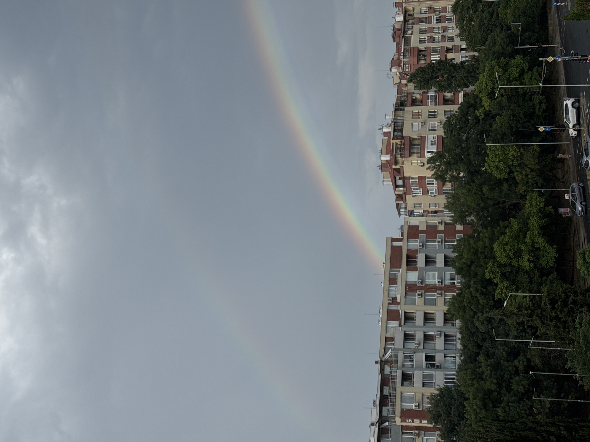 Double rainbow over Burgas on a cloudy July afternoon