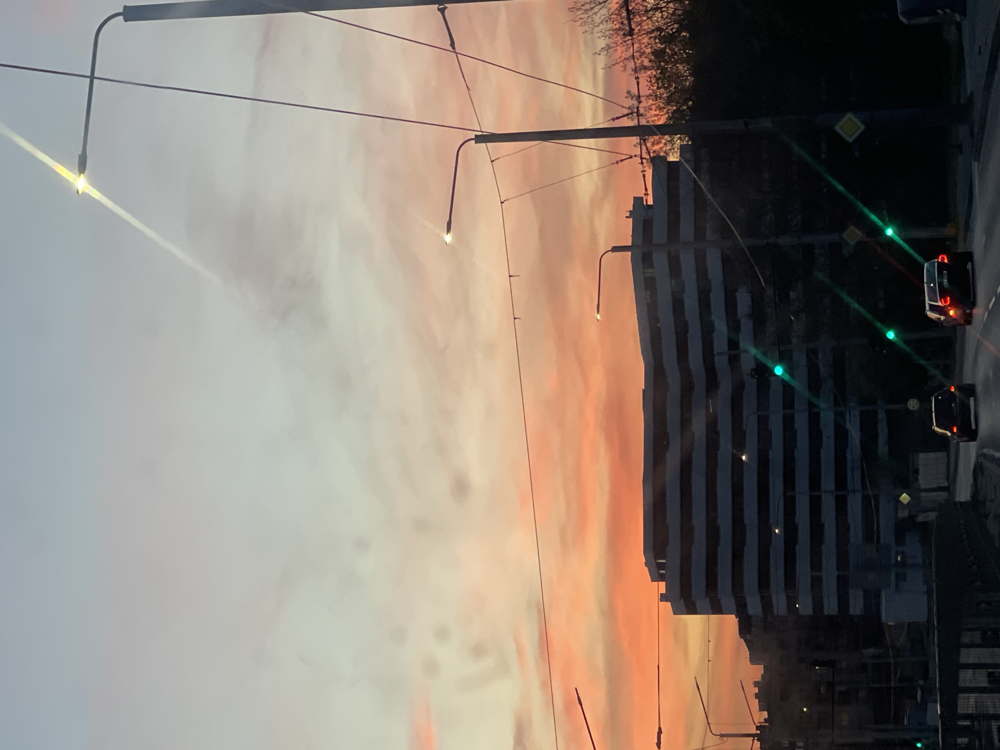 Rotated urban twilight scene captured by unknown witness
