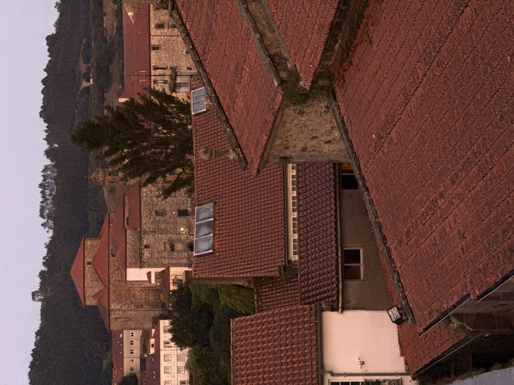 Sunset views captured over Santiago de Compostela's historic rooftops