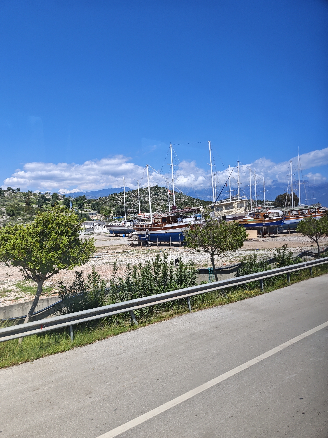 Boatyard operations observed along Demre coastal road