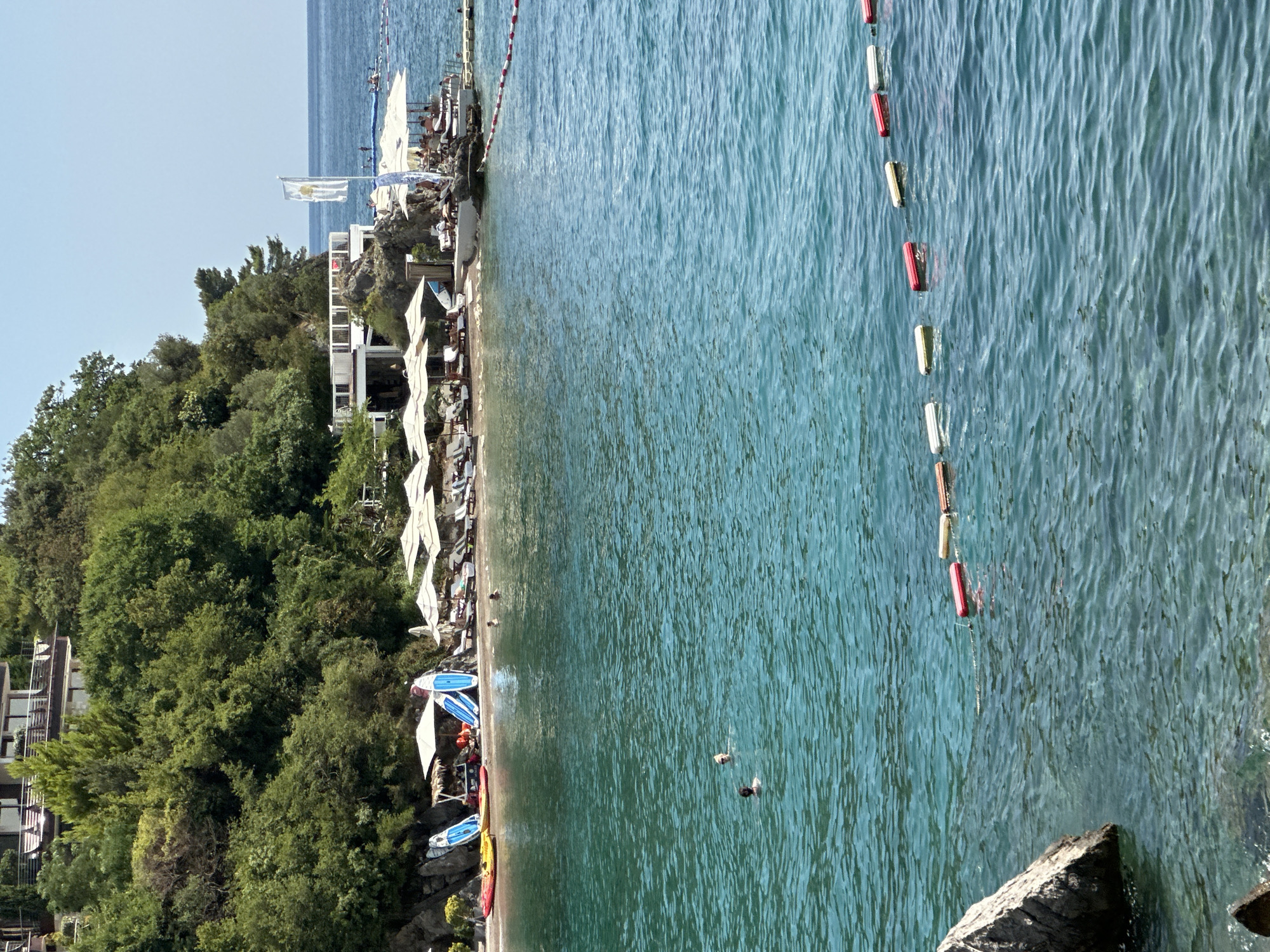 Sunny afternoon swimming at a Boreti, Montenegro beach