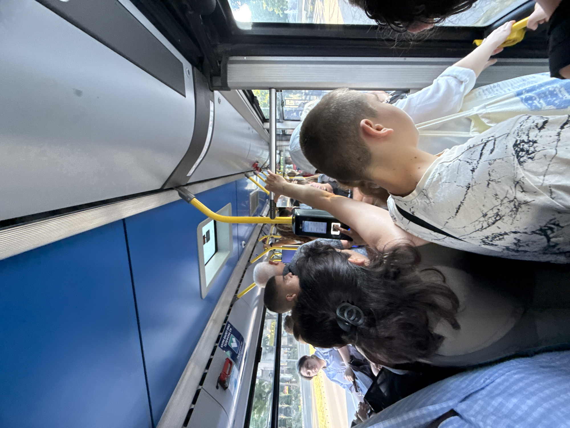 Peak-hour crowd on Varna public transit