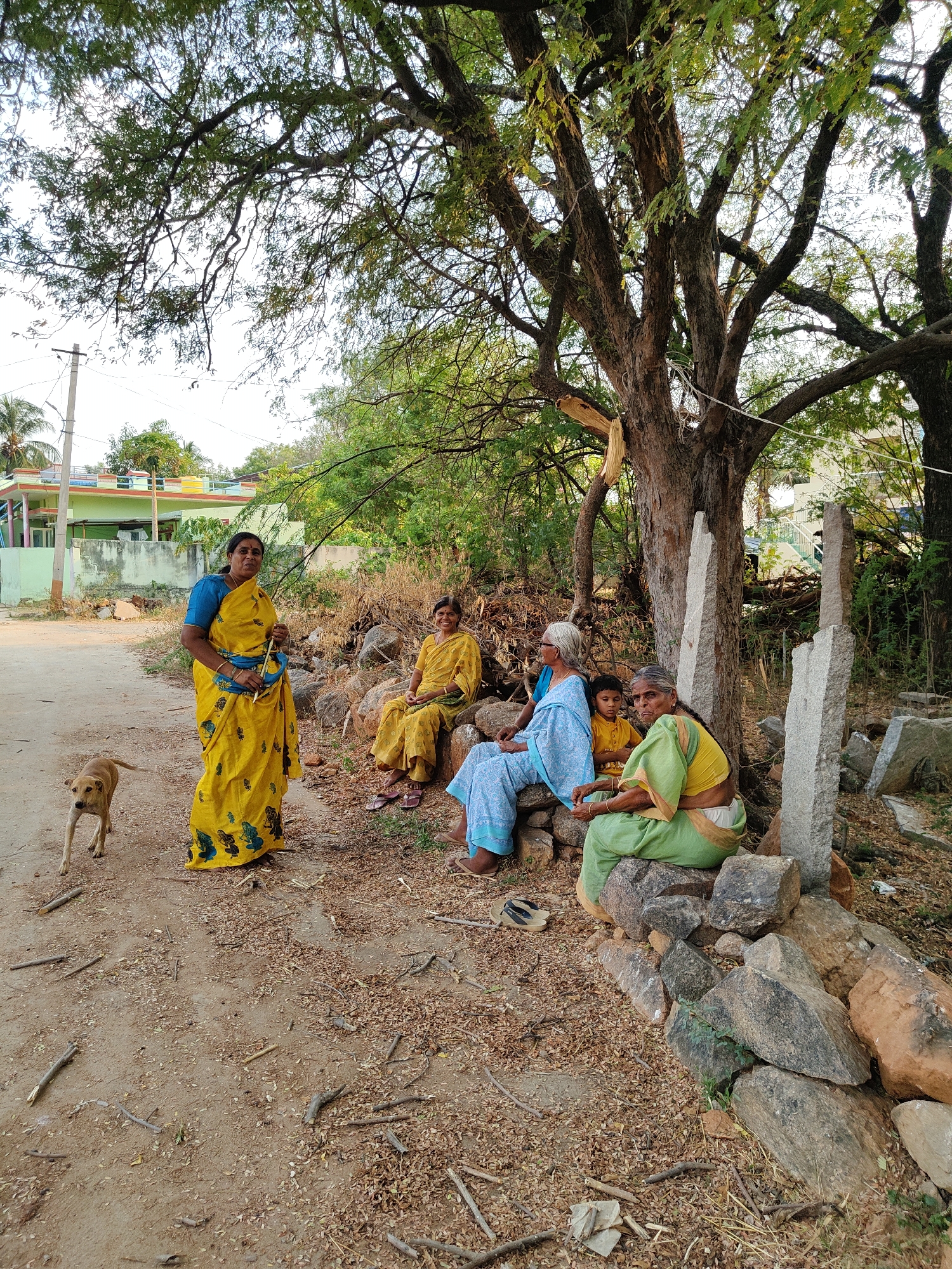 Village gathering captured on street in Kammavaripalli, India