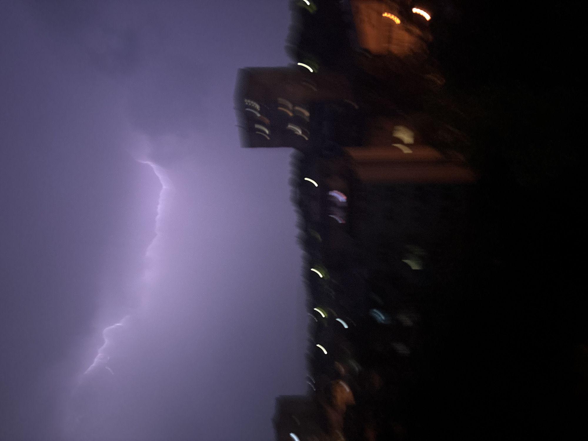 Lightning storm illuminates Varna, Bulgaria night sky