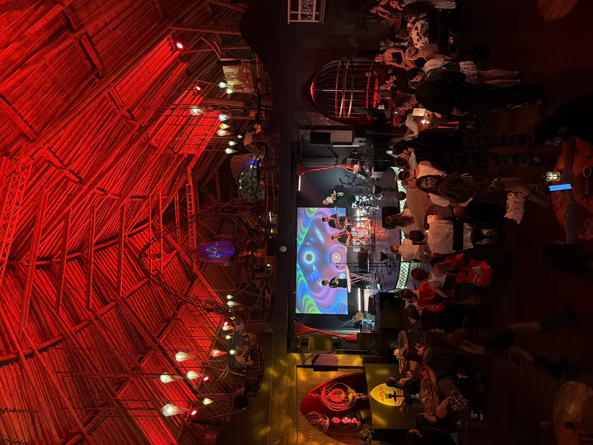 Live band performs at bamboo-roofed venue in Kediri