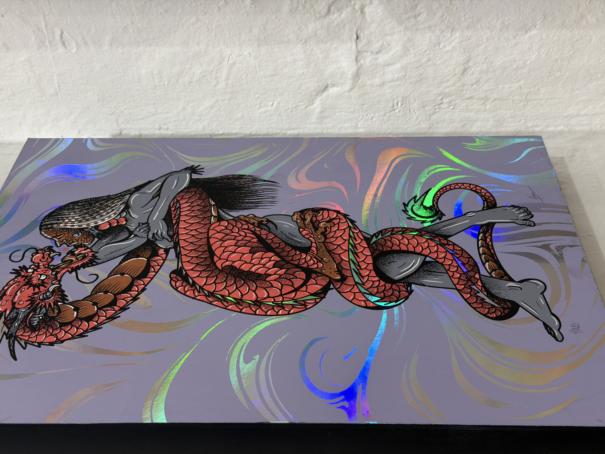 Mythological artwork featuring dragons and creatures documented in Oaxaca City