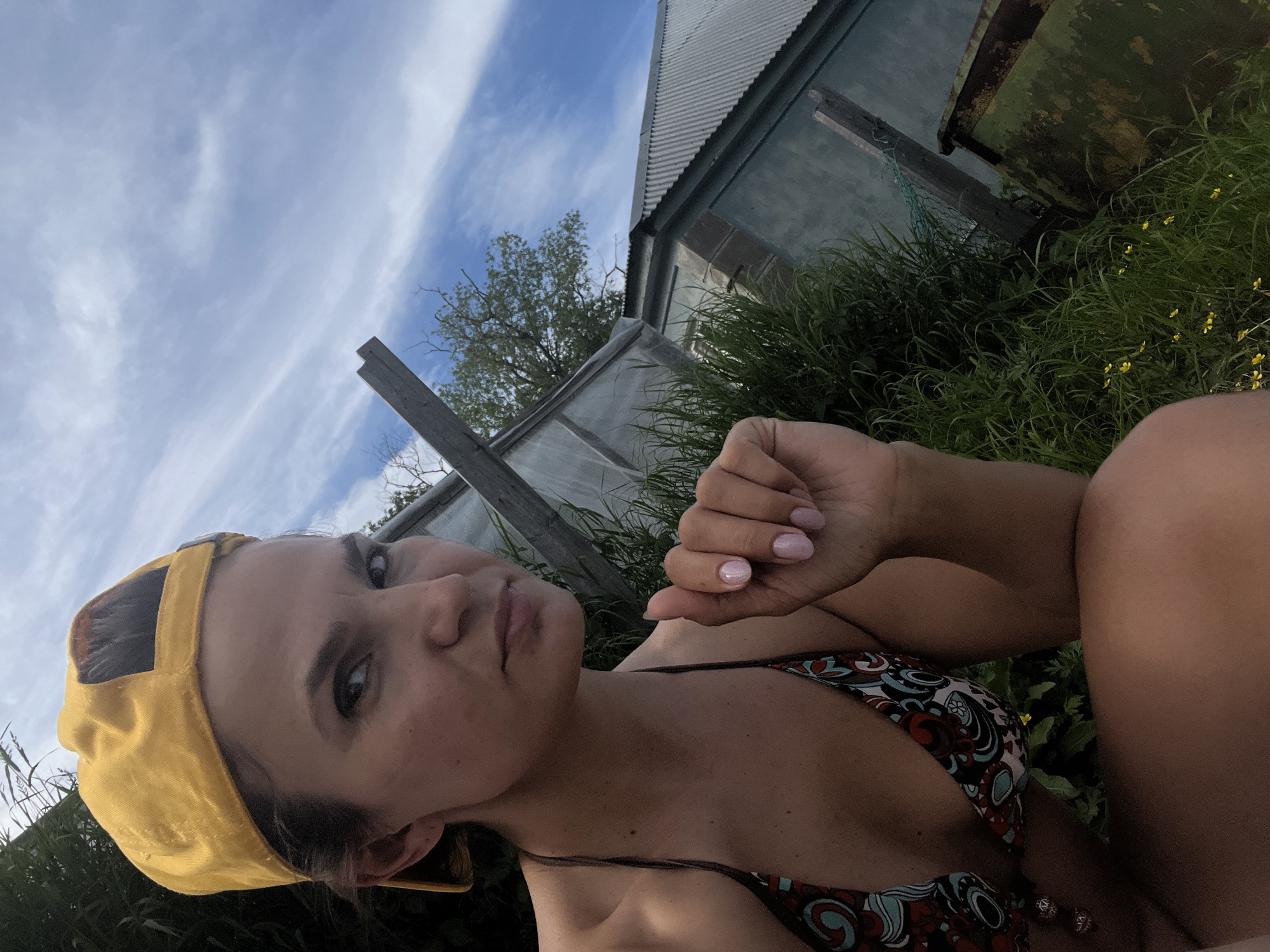 Outdoor selfie session under a clear Kamchatka sky