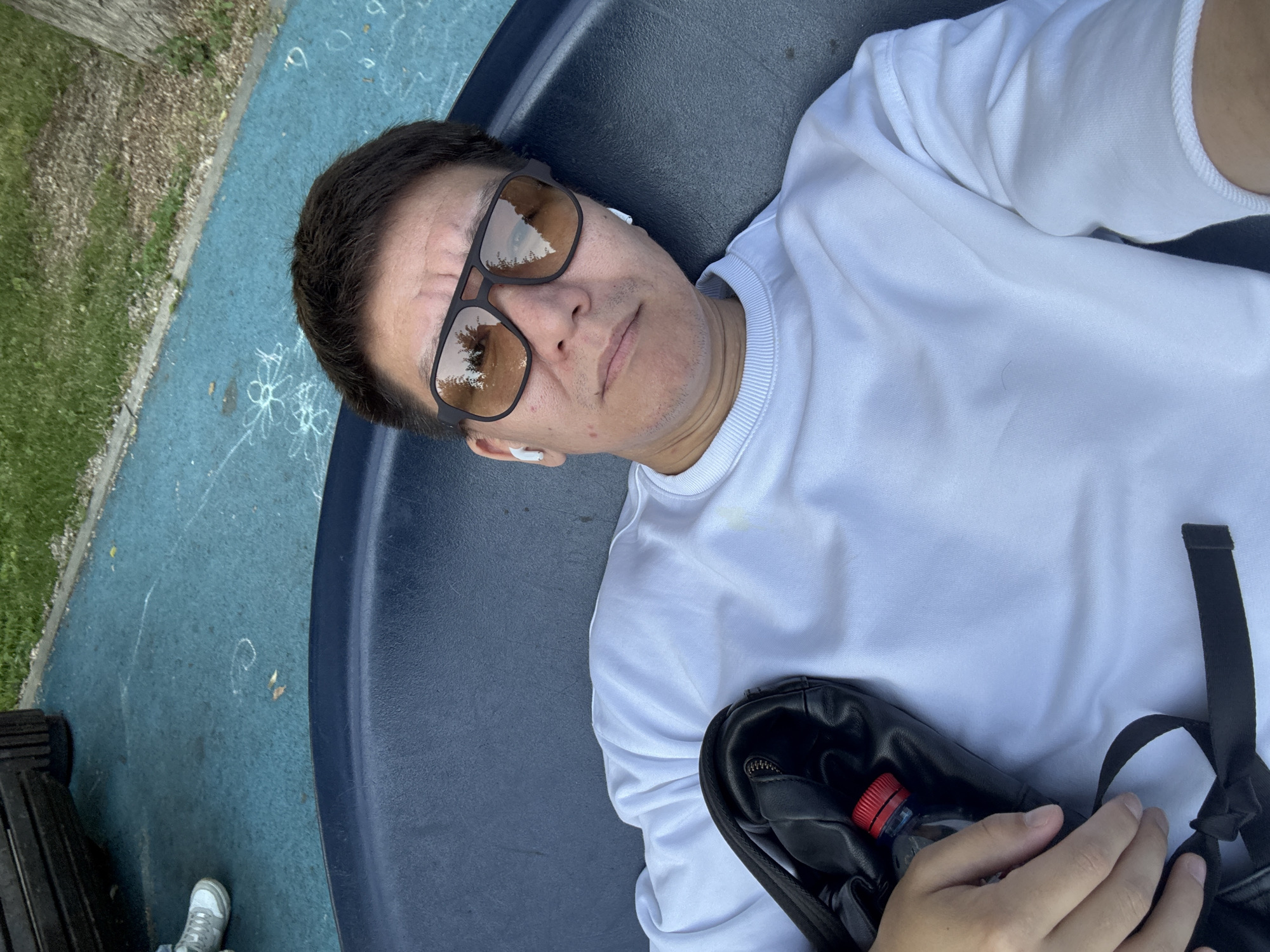Chilling near Ostankino Tower on a clear summer afternoon