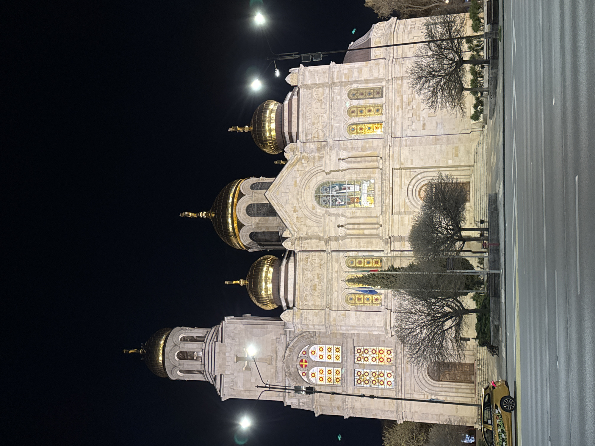 Orthodox cathedral with golden domes photographed in Varna, Bulgaria