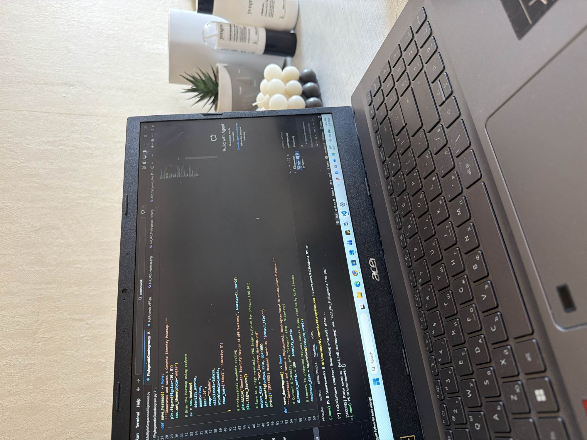 Python phylogenetic code displayed on Cyrillic laptop in Sofia
