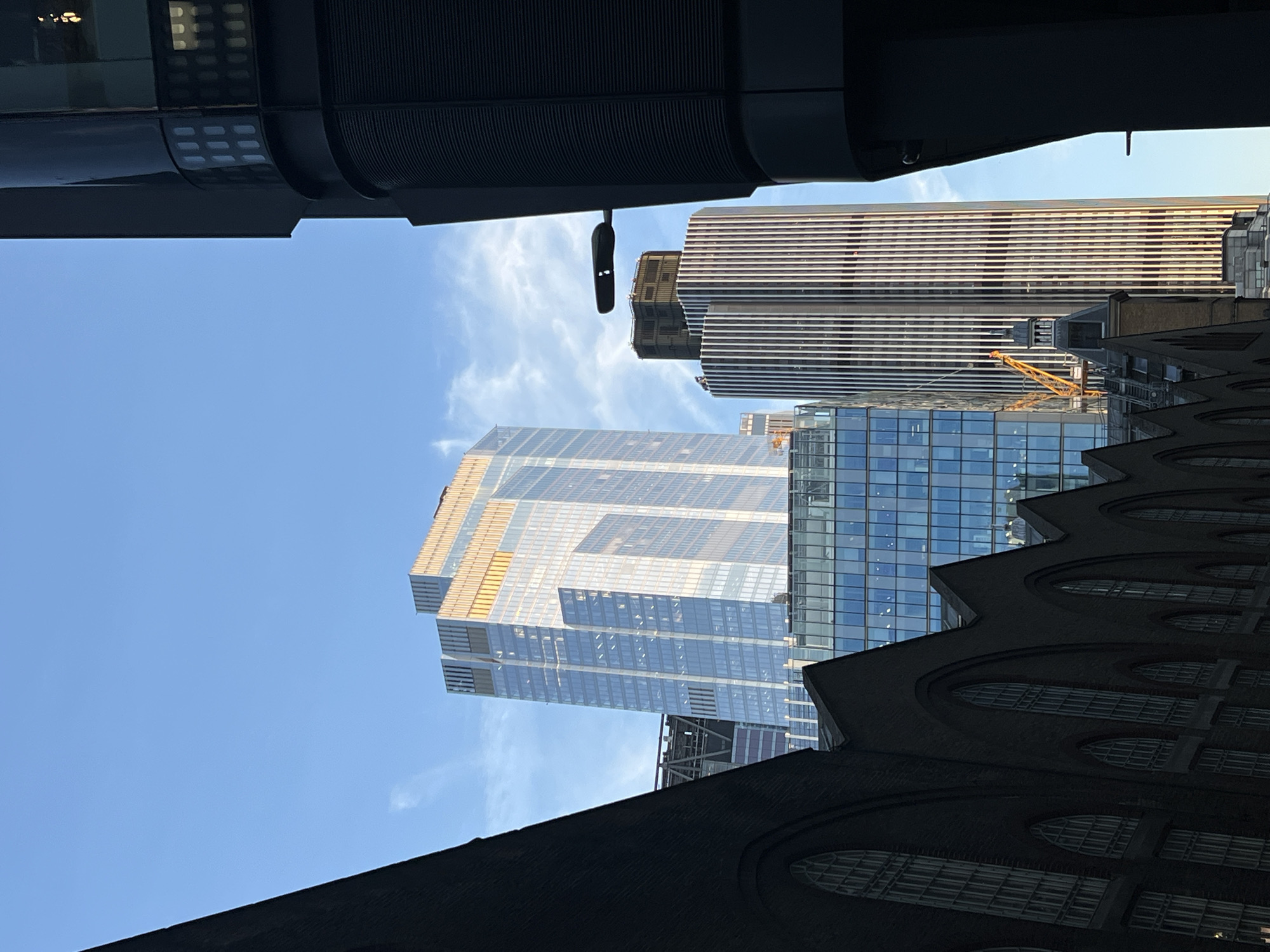 Modern glass skyscraper photographed in London city center