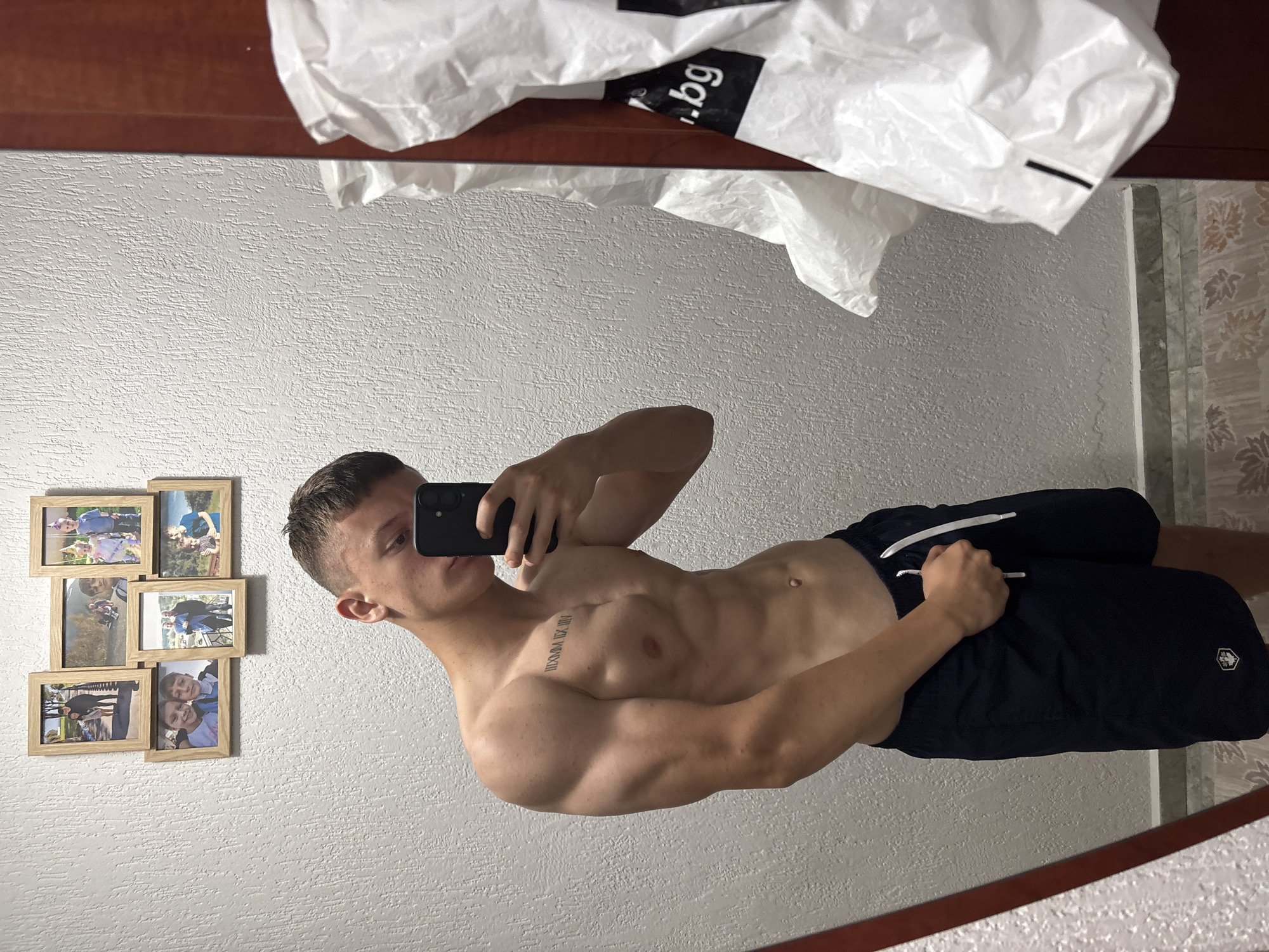 Man takes mirror selfies in Kardzhali, Bulgaria