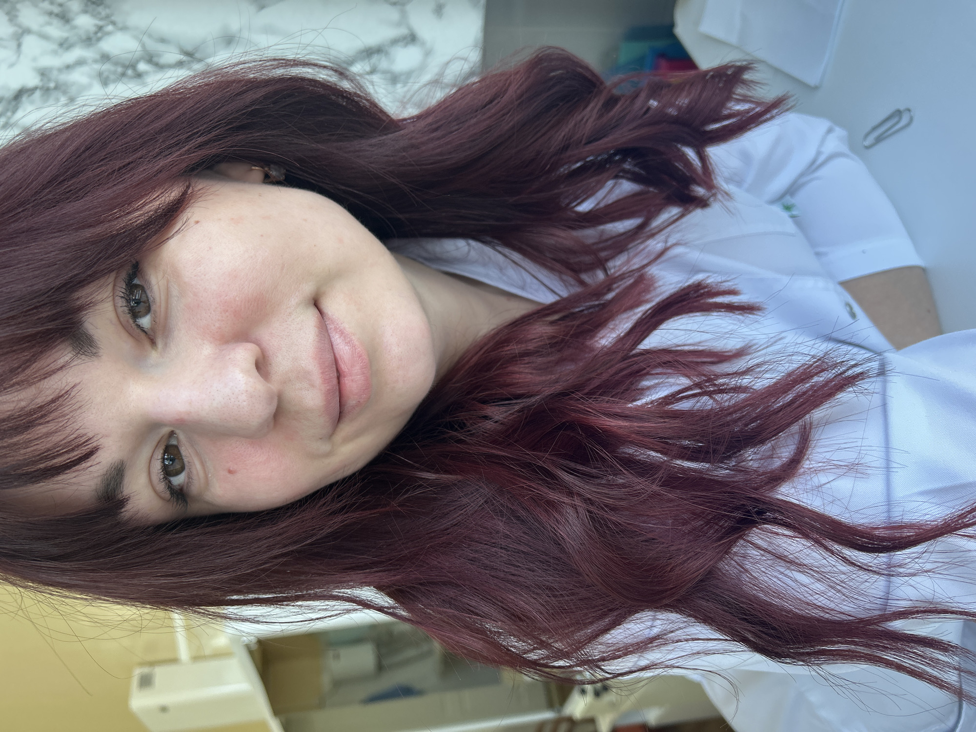 Woman photographed indoors in Foki, Russia