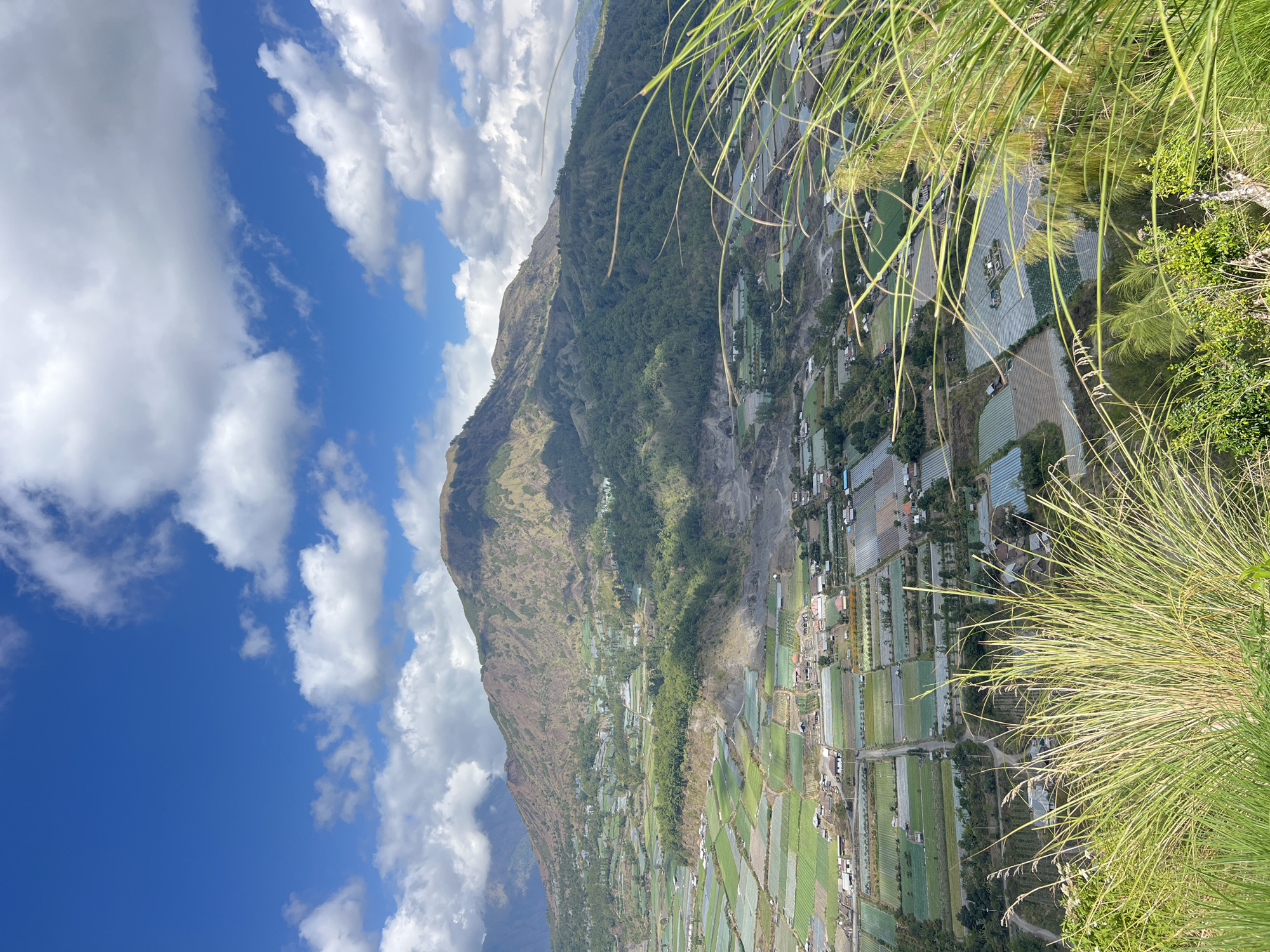 Dirt bike stop overlooking Mount Batur and Kintamani's terraced valleys