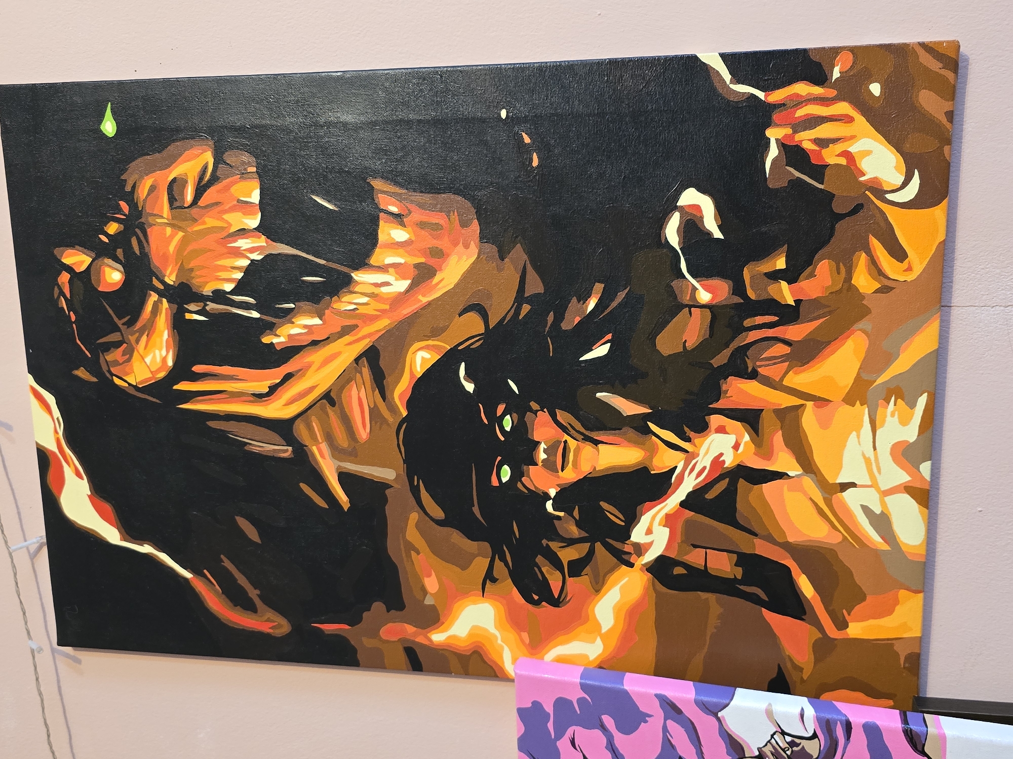 Art Collection Featuring Anime and Traditional Paintings Documented