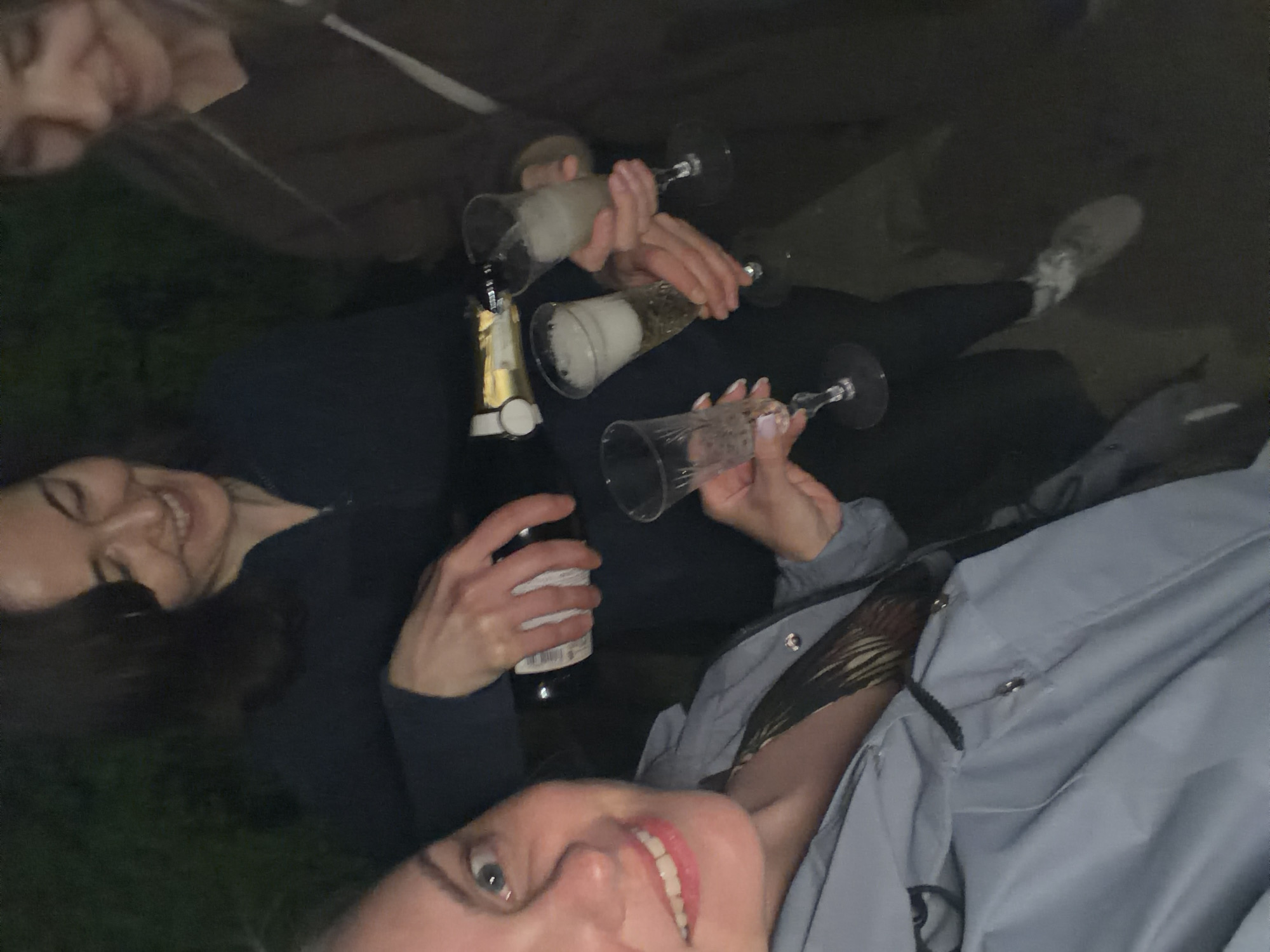 Nighttime champagne celebration captured in Votkinsk, Russia