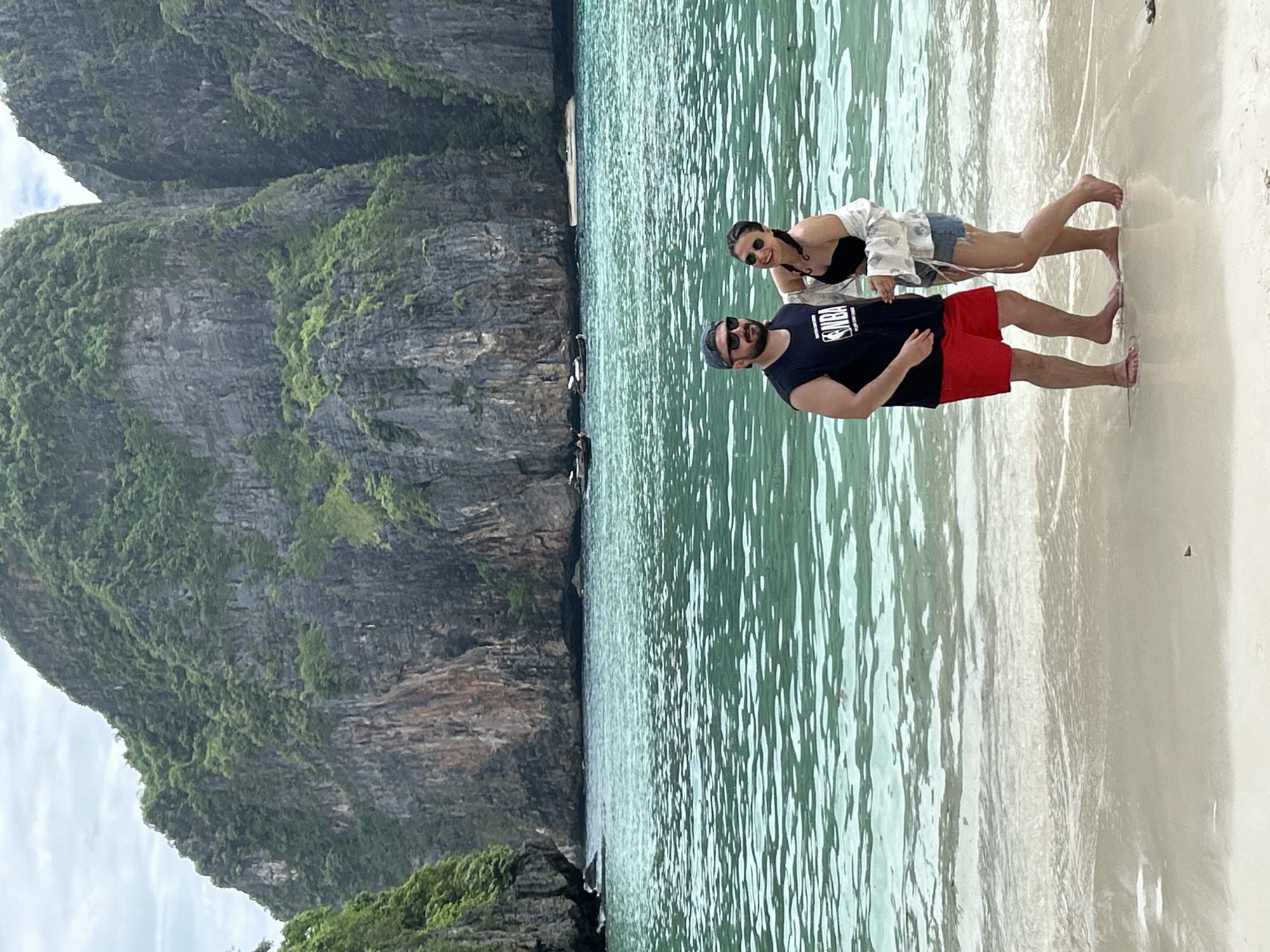 Tourists gather at Maya Bay beach during early morning hours