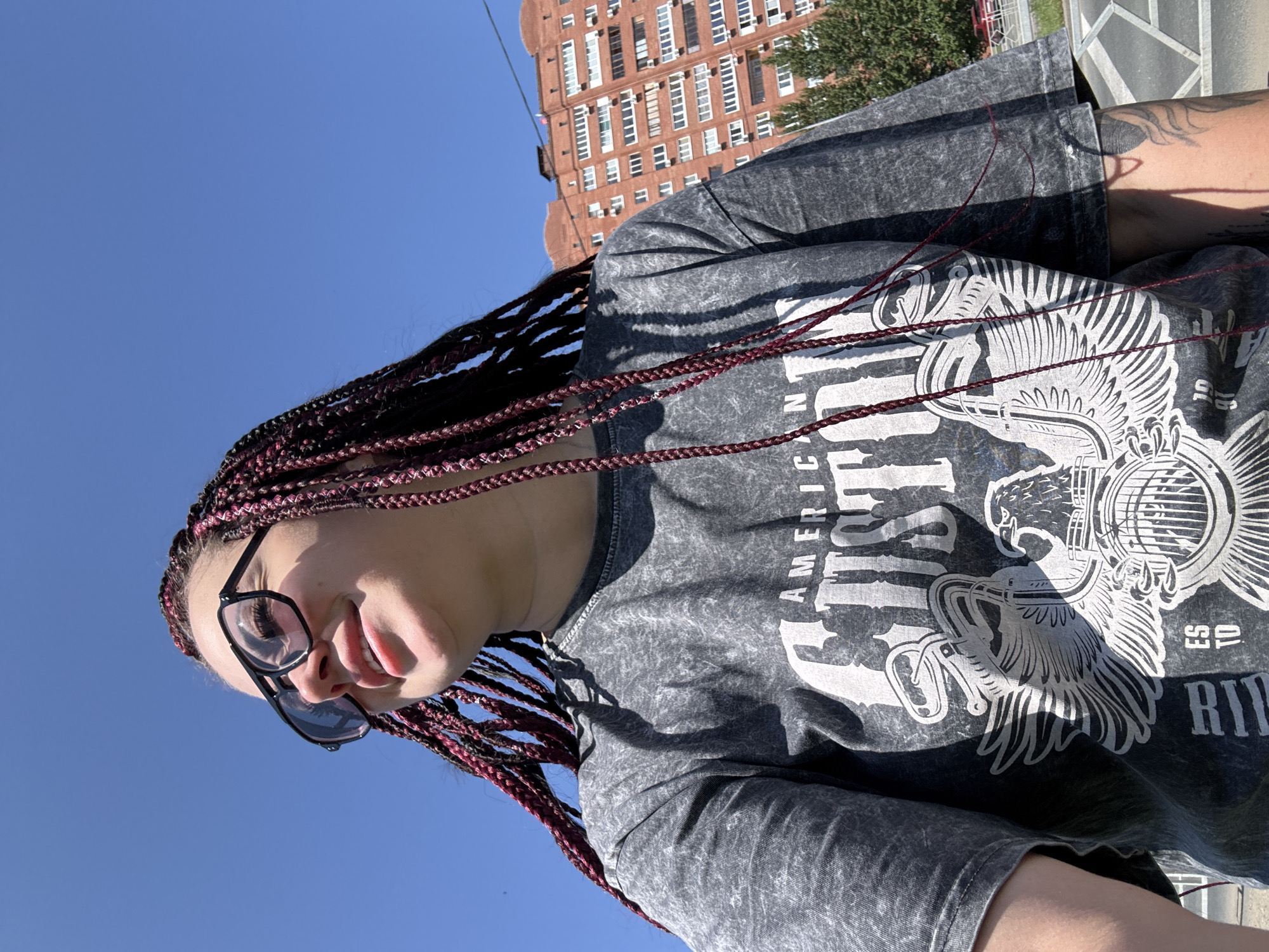Sunny day selfies in Tolyatti, with a husky in tow.