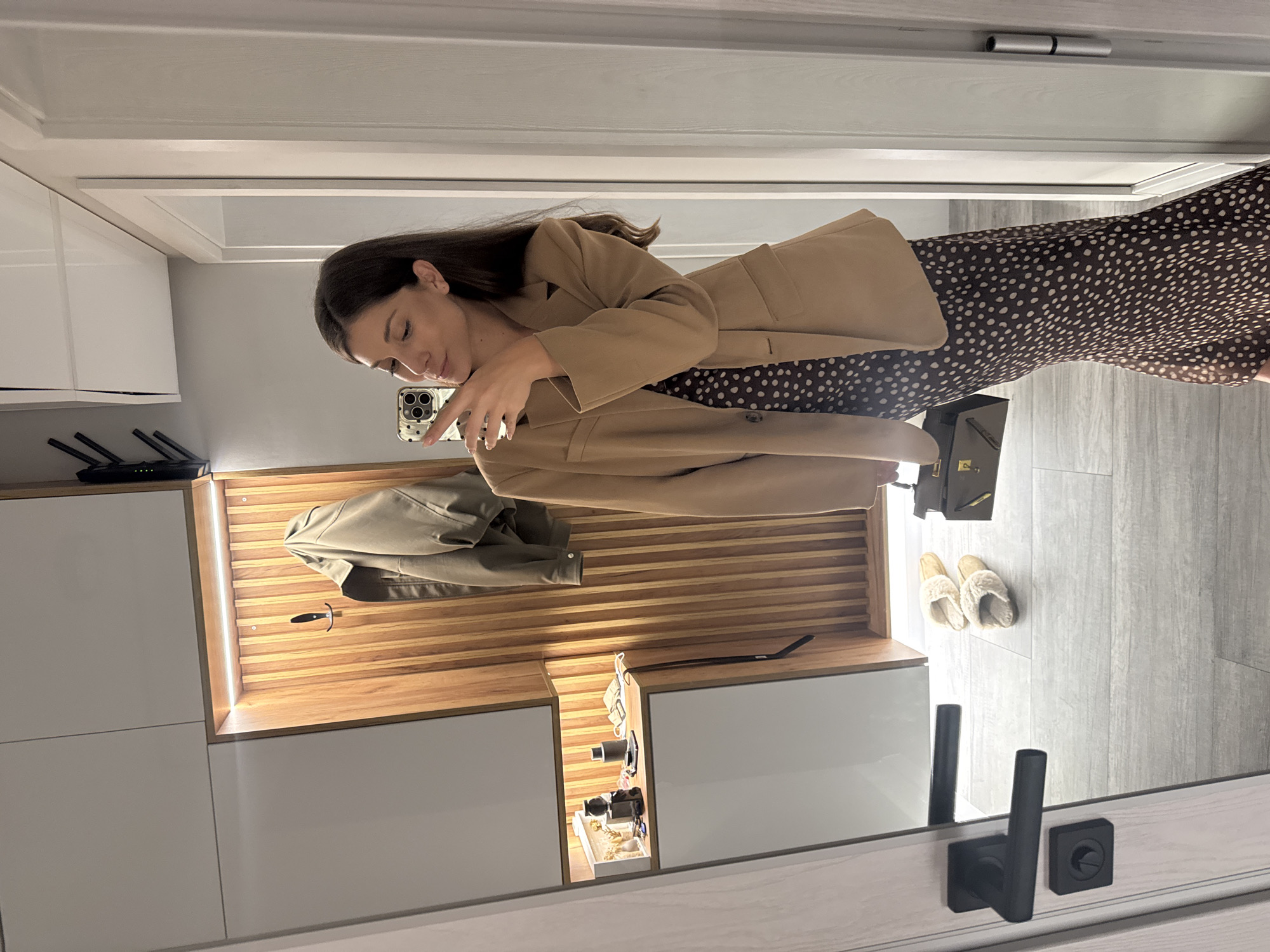 Woman Takes Mirror Selfies at Home in Burgas