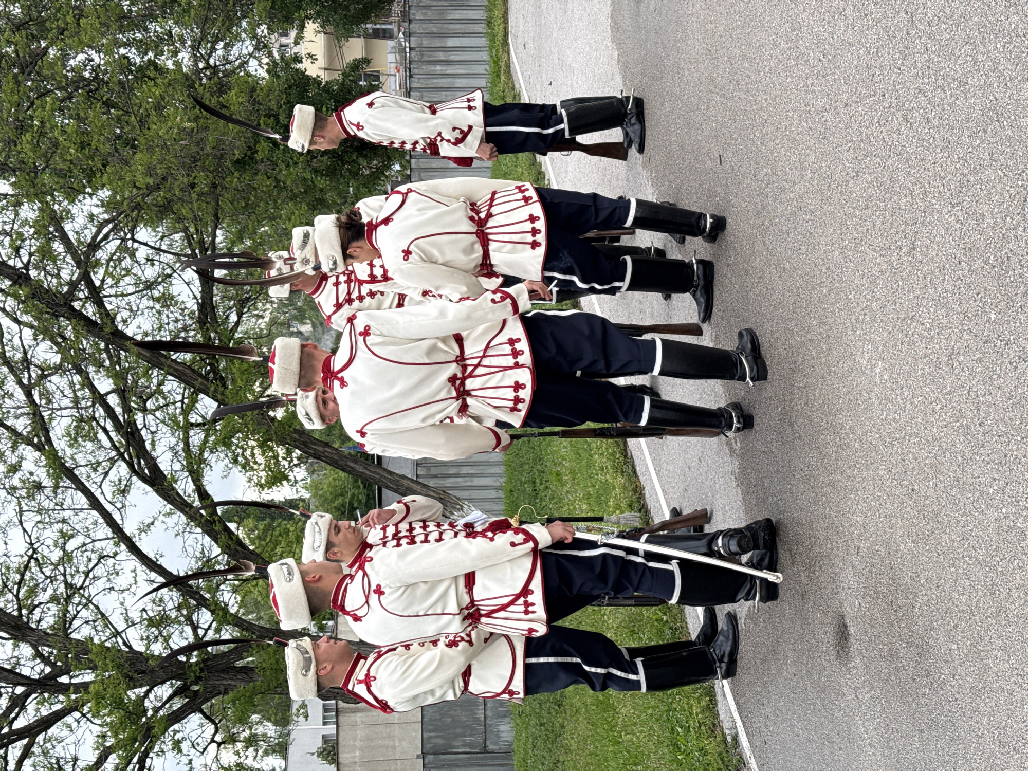 Ceremonial soldiers stand guard in Sofia