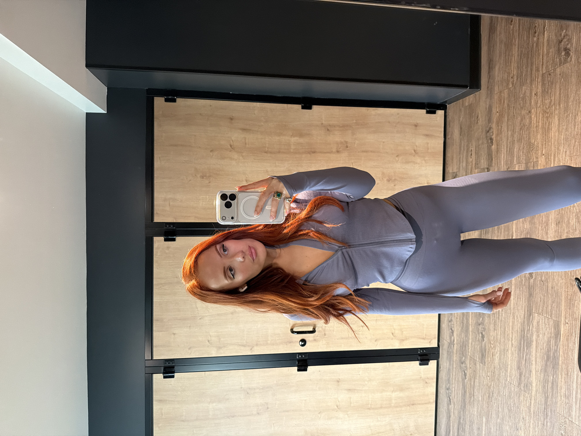 Woman in athletic wear photographed at Paris indoor location