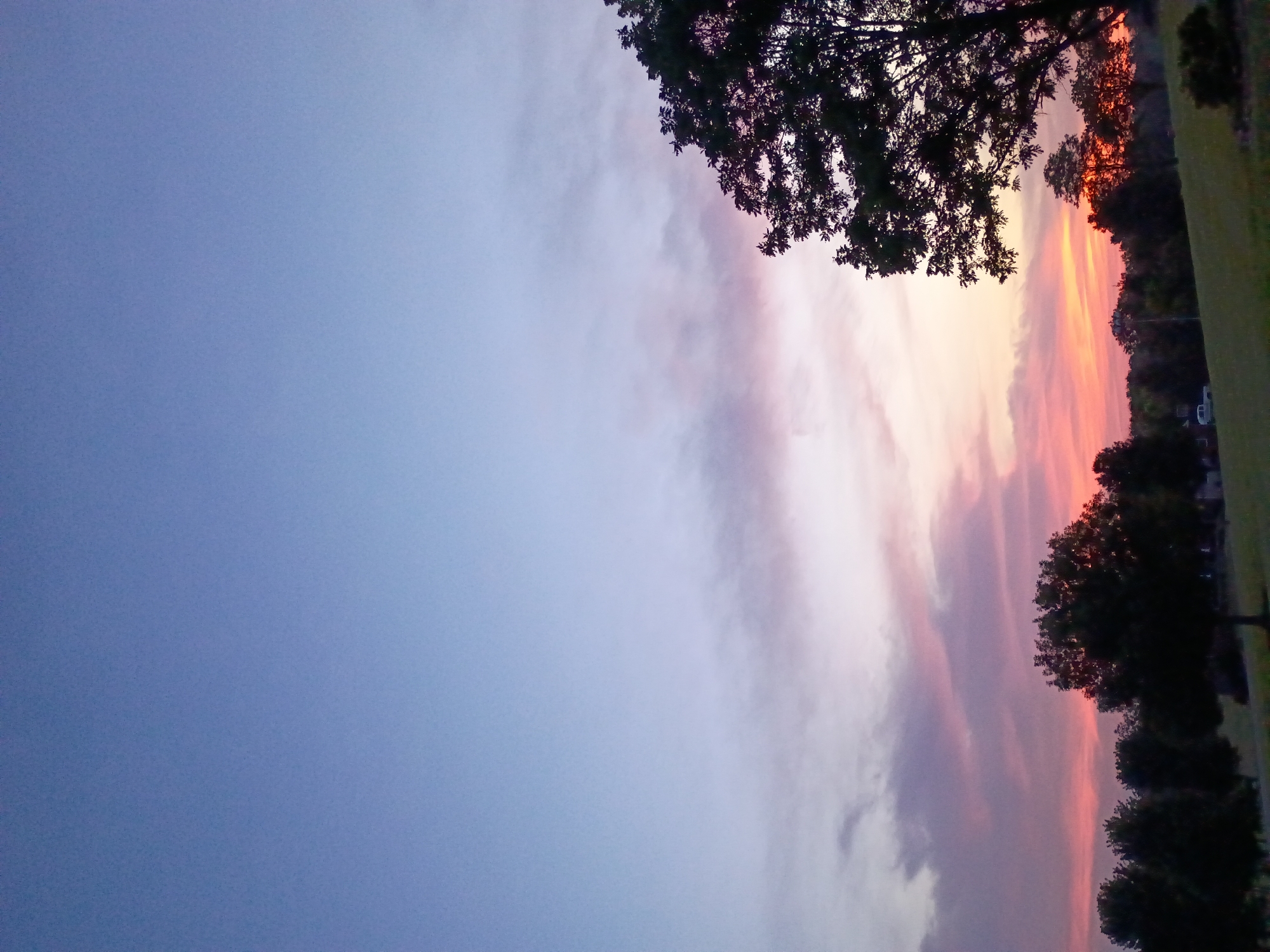 Twilight sky and silhouettes over Versailles, Kentucky